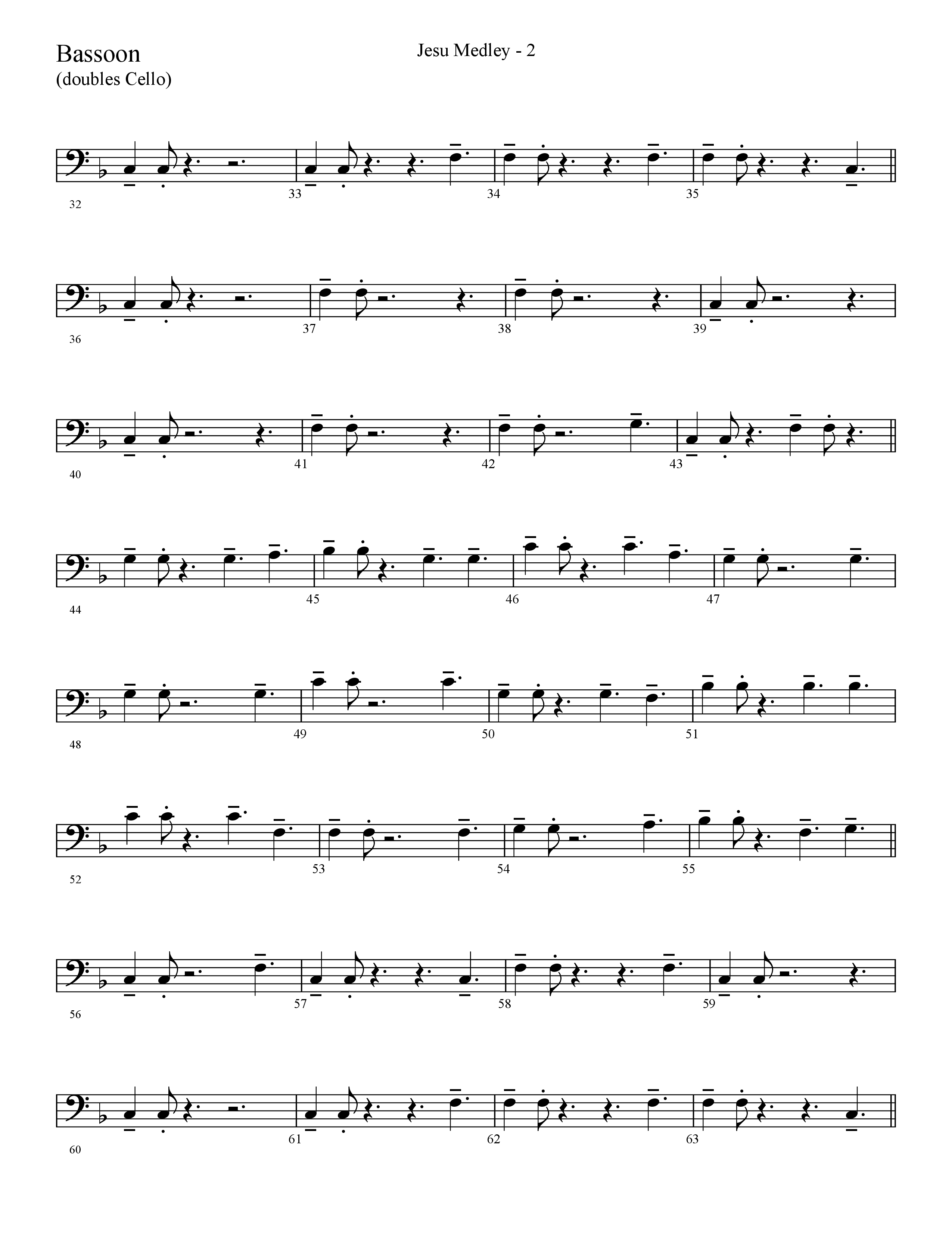 Jesu Medley (with Jesu Joy Of Man’s Desiring, Unto Us, What Child Is This, Alleluia To The King (Choral Anthem SATB) Bassoon (Lifeway Choral / Arr. Cliff Duren)