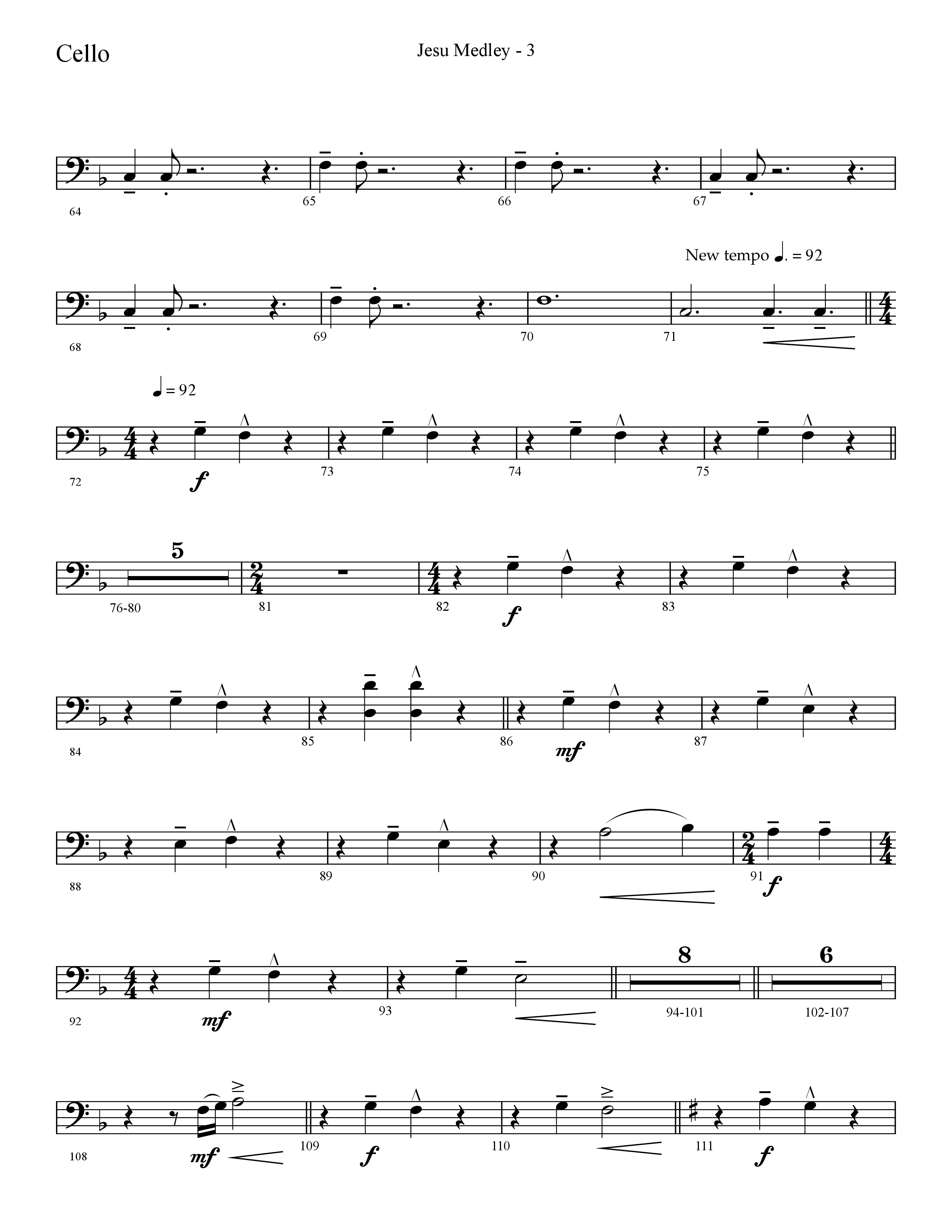 Jesu Medley (with Jesu Joy Of Man’s Desiring, Unto Us, What Child Is This, Alleluia To The King (Choral Anthem SATB) Cello (Lifeway Choral / Arr. Cliff Duren)