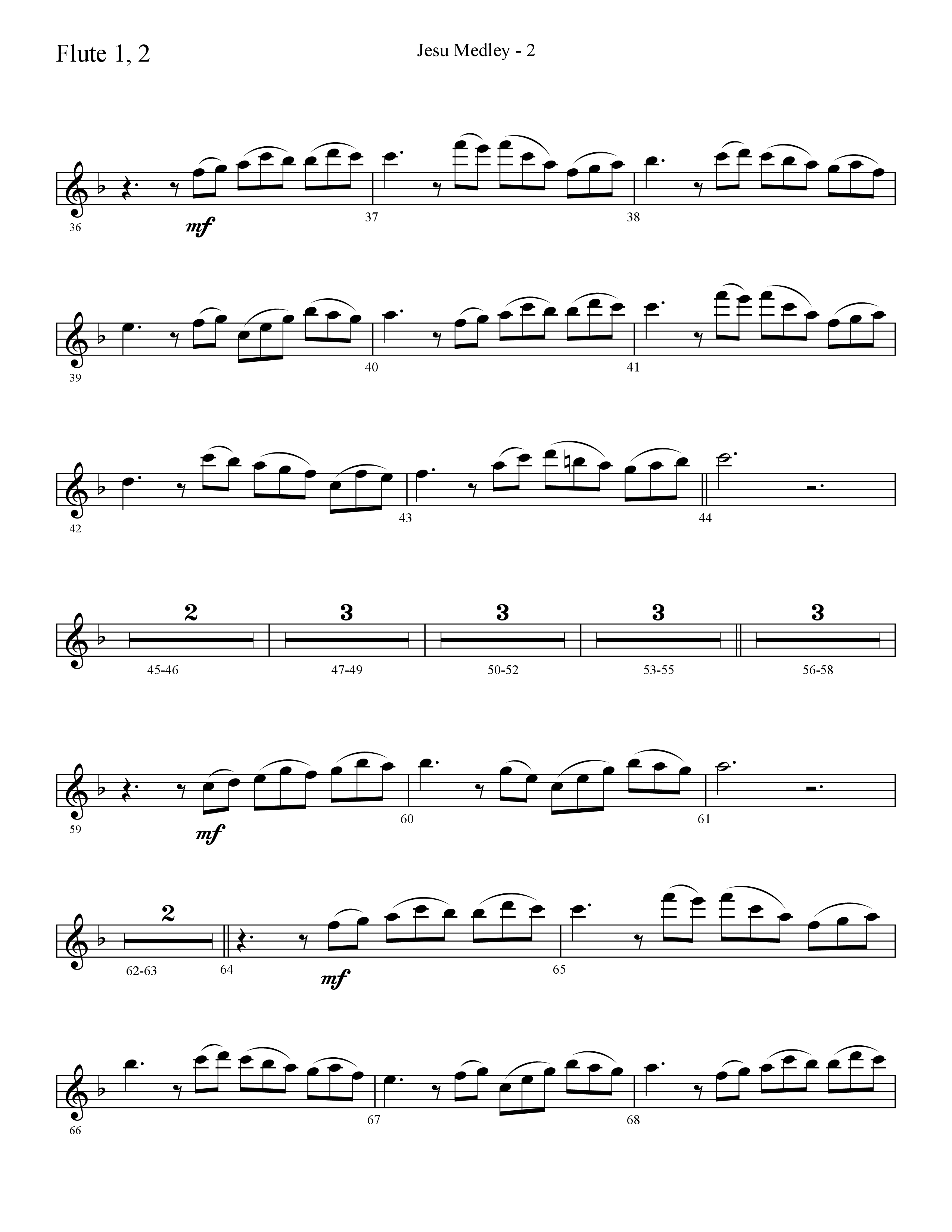 Jesu Medley (with Jesu Joy Of Man’s Desiring, Unto Us, What Child Is This, Alleluia To The King (Choral Anthem SATB) Flute 1/2 (Lifeway Choral / Arr. Cliff Duren)