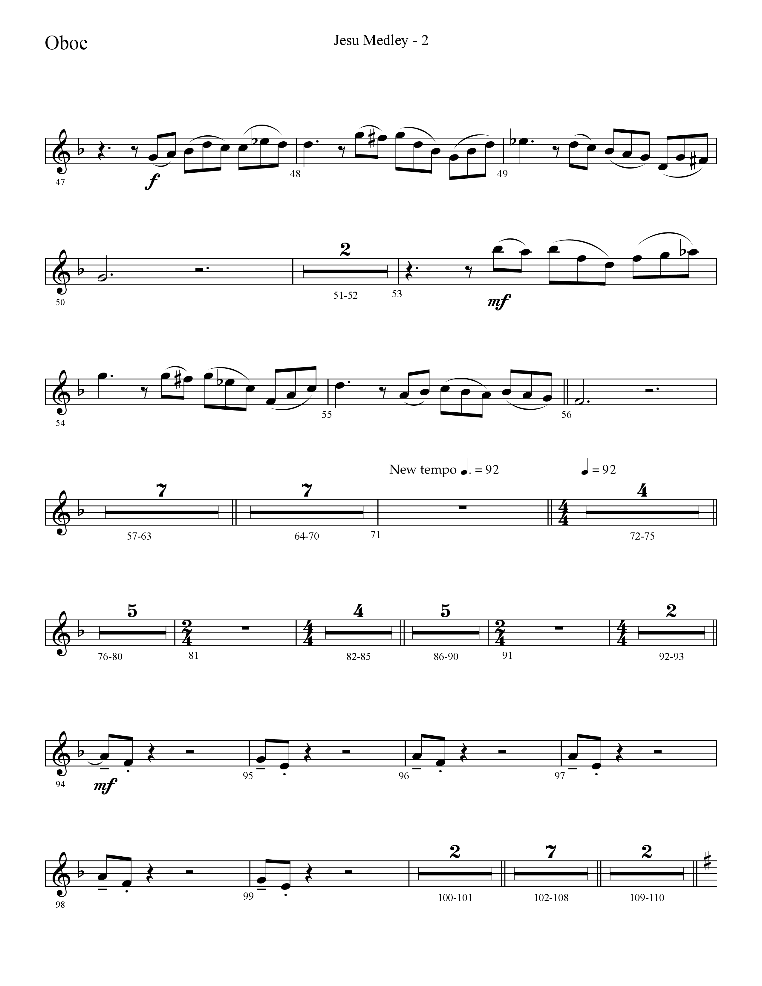 Jesu Medley (with Jesu Joy Of Man’s Desiring, Unto Us, What Child Is This, Alleluia To The King (Choral Anthem SATB) Oboe (Lifeway Choral / Arr. Cliff Duren)