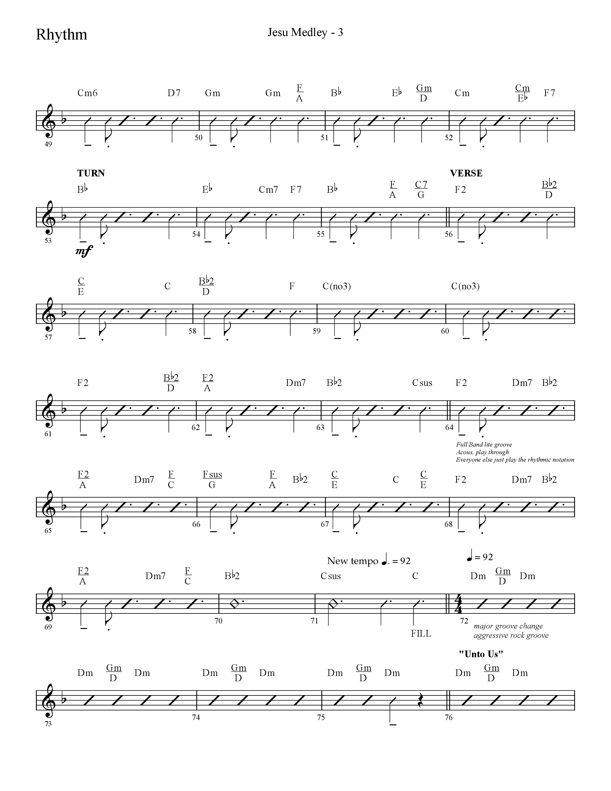 Jesu Medley (with Jesu Joy Of Man’s Desiring, Unto Us, What Child Is This, Alleluia To The King (Choral Anthem SATB) Rhythm Chart (Lifeway Choral / Arr. Cliff Duren)