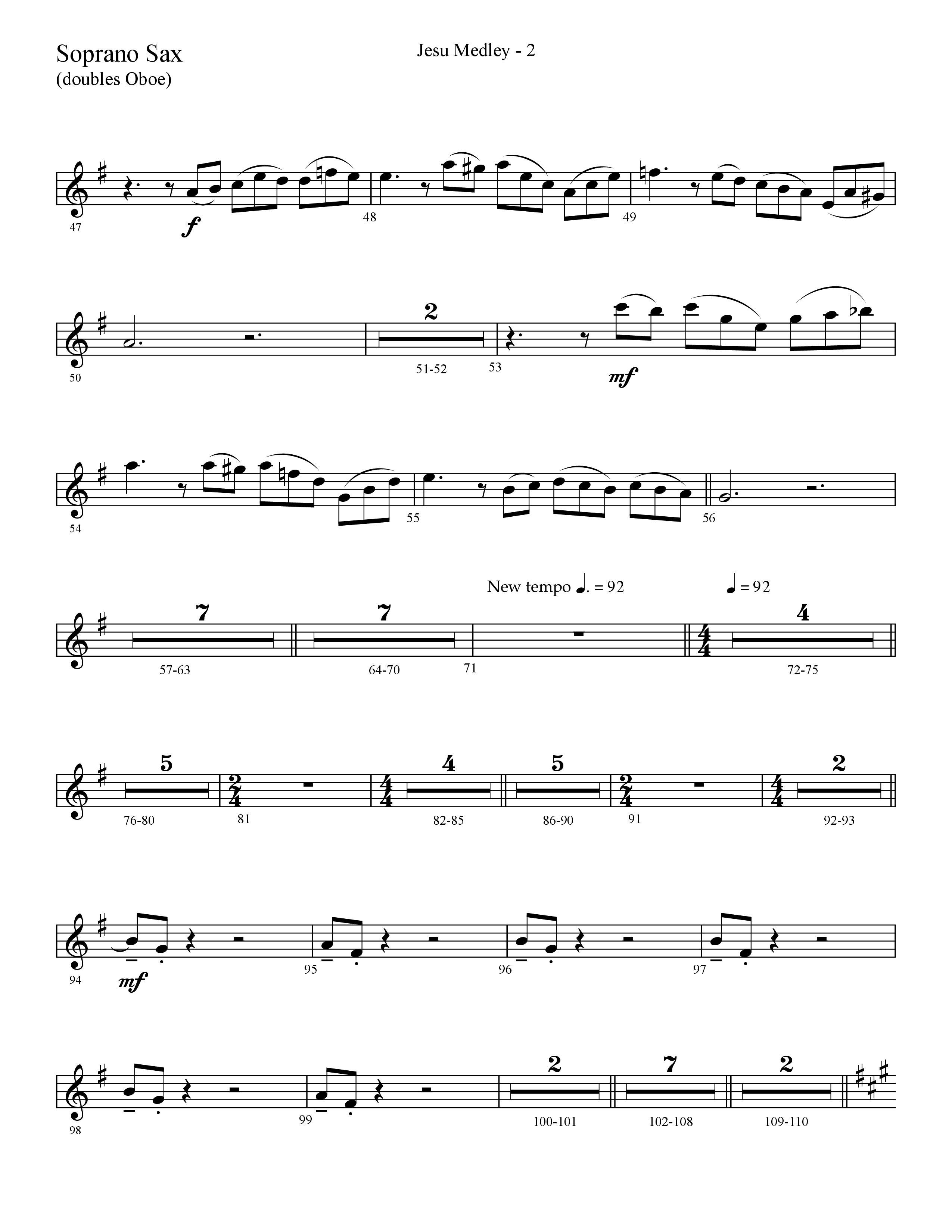 Jesu Medley (with Jesu Joy Of Man’s Desiring, Unto Us, What Child Is This, Alleluia To The King (Choral Anthem SATB) Soprano Sax (Lifeway Choral / Arr. Cliff Duren)