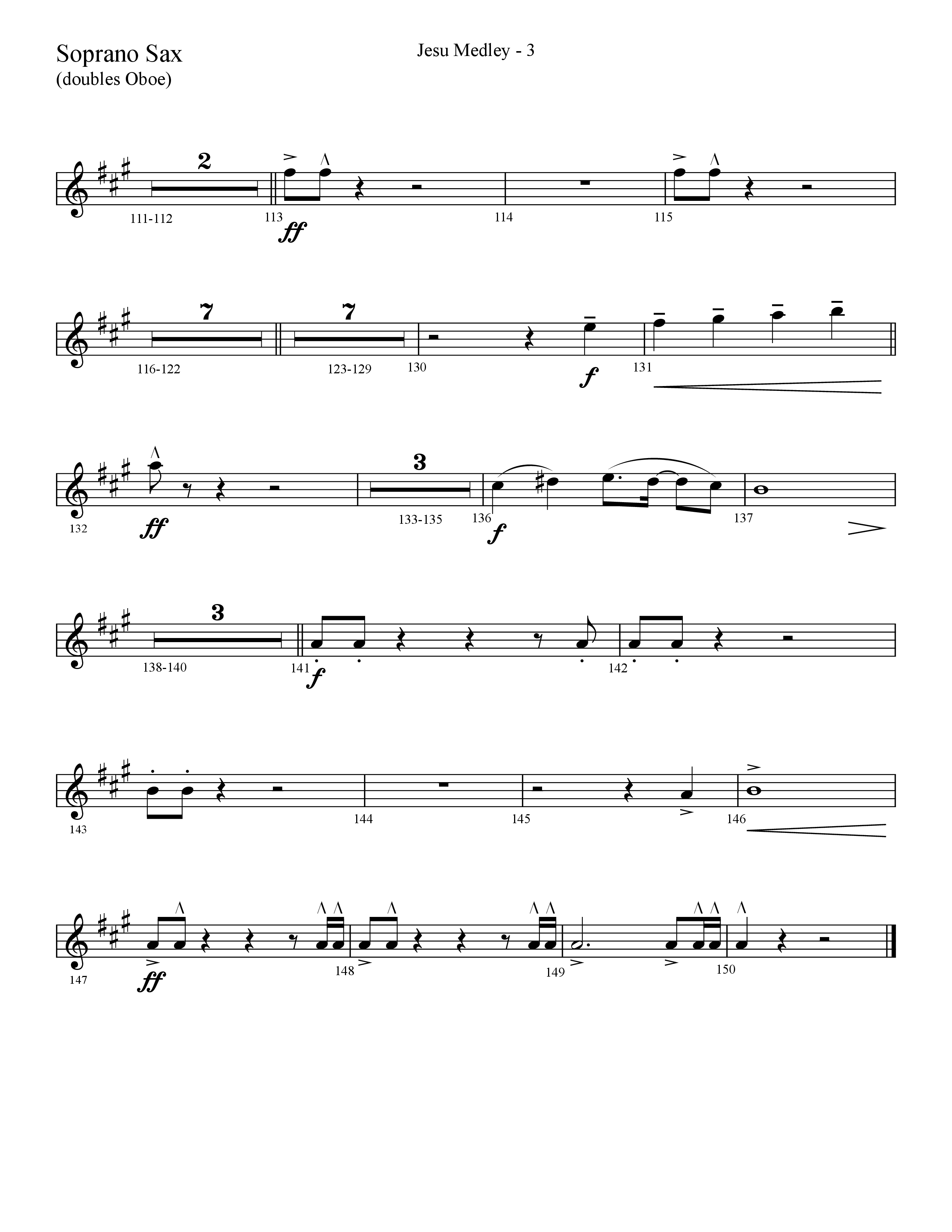 Jesu Medley (with Jesu Joy Of Man’s Desiring, Unto Us, What Child Is This, Alleluia To The King (Choral Anthem SATB) Soprano Sax (Lifeway Choral / Arr. Cliff Duren)
