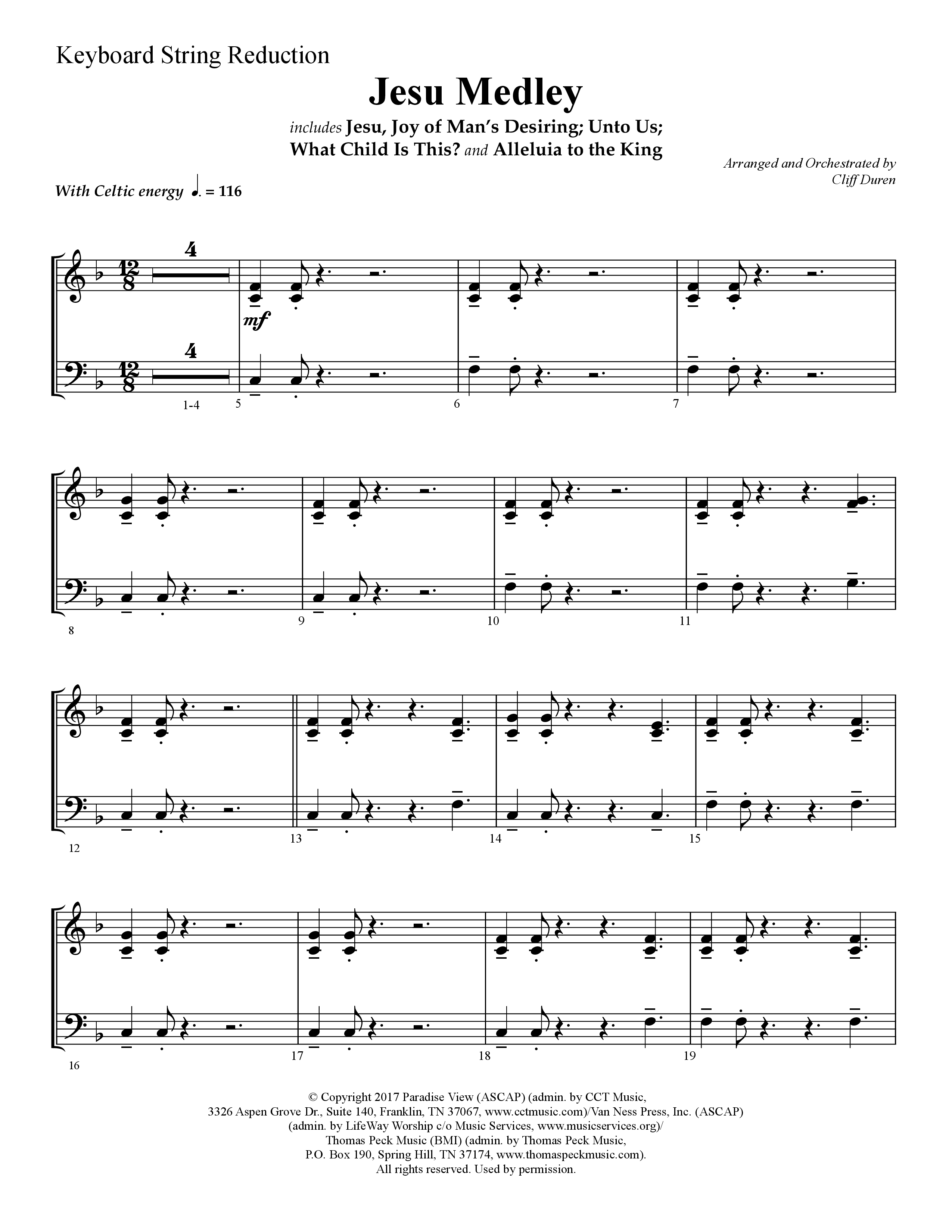 Jesu Medley (with Jesu Joy Of Man’s Desiring, Unto Us, What Child Is This, Alleluia To The King (Choral Anthem SATB) String Reduction (Lifeway Choral / Arr. Cliff Duren)