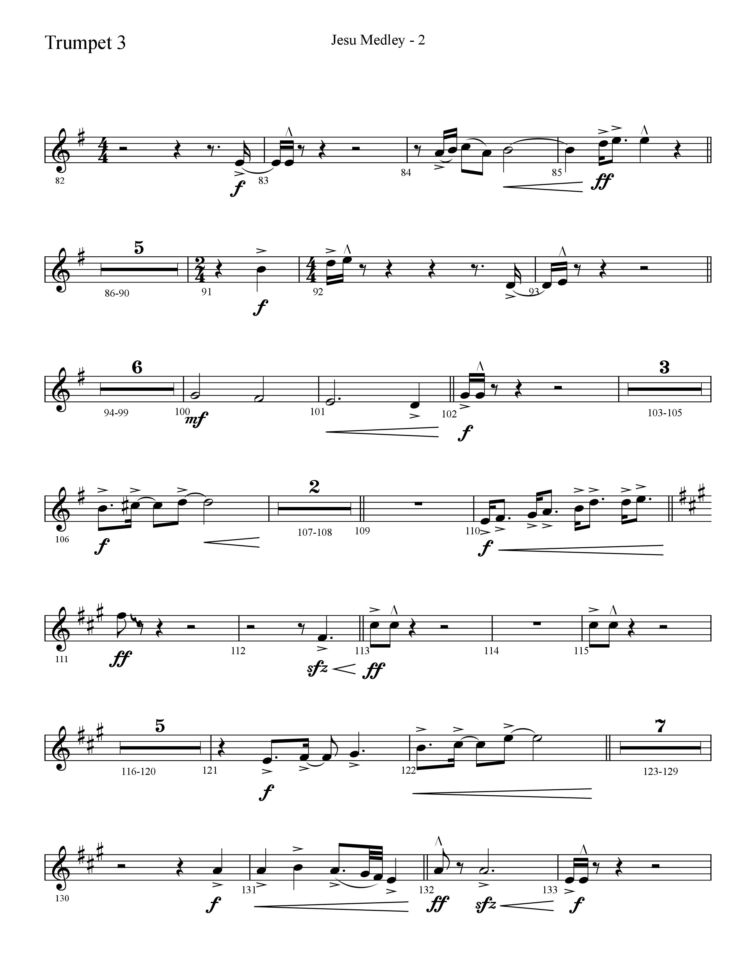 Jesu Medley (with Jesu Joy Of Man’s Desiring, Unto Us, What Child Is This, Alleluia To The King (Choral Anthem SATB) Trumpet 3 (Lifeway Choral / Arr. Cliff Duren)