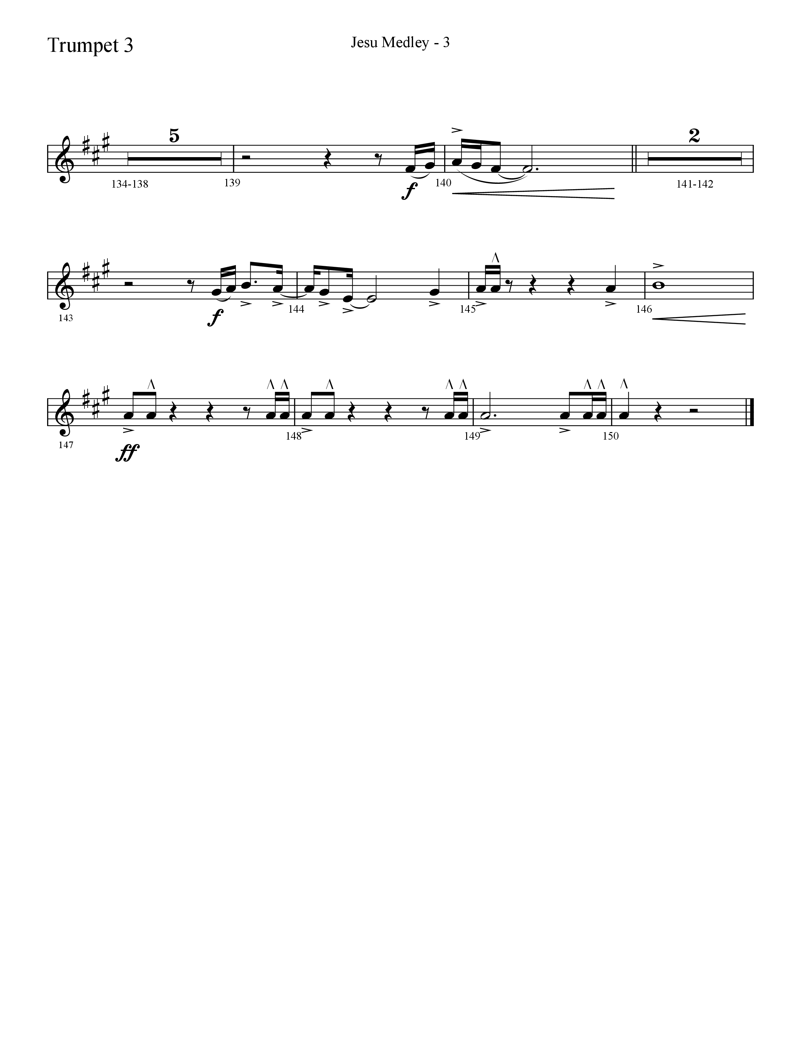 Jesu Medley (with Jesu Joy Of Man’s Desiring, Unto Us, What Child Is This, Alleluia To The King (Choral Anthem SATB) Trumpet 3 (Lifeway Choral / Arr. Cliff Duren)