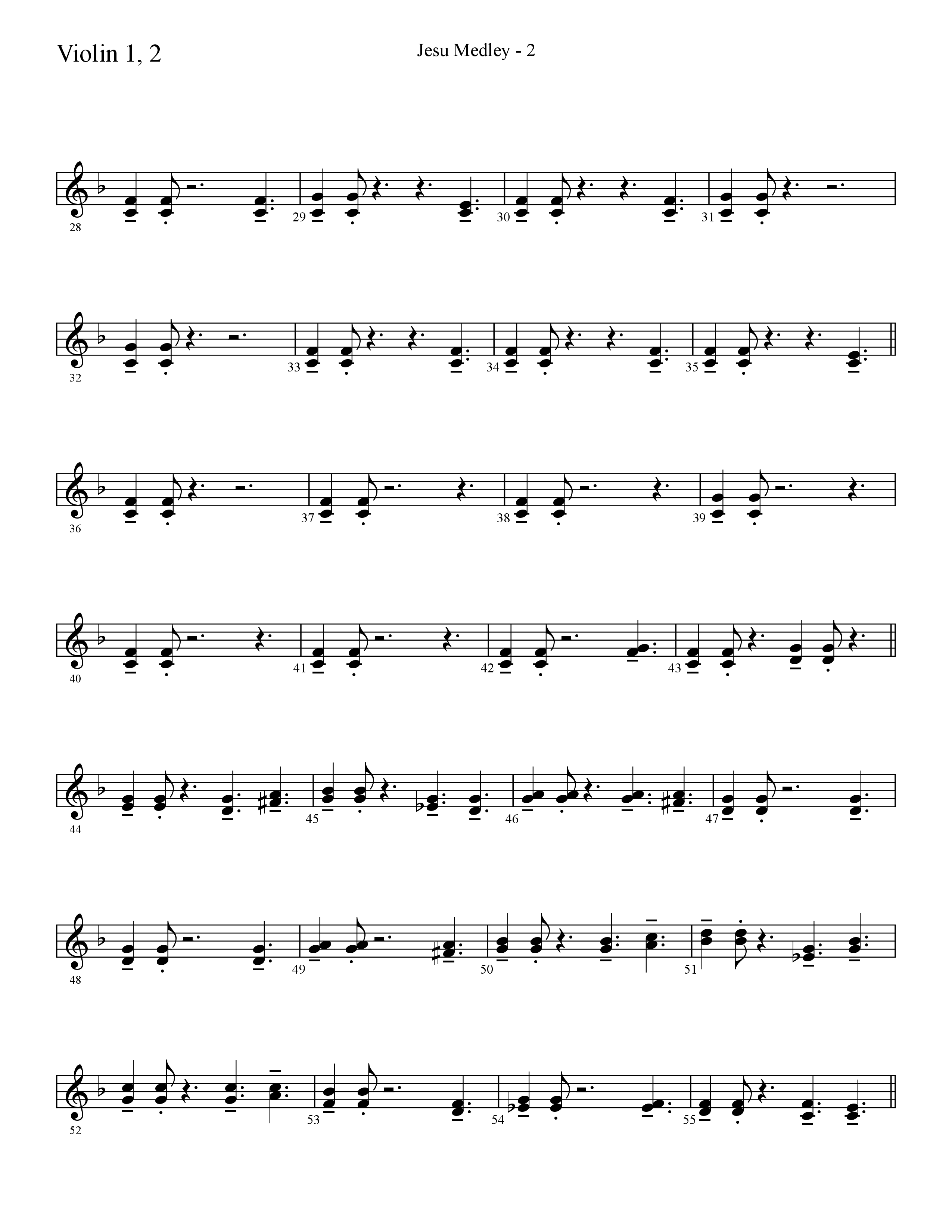 Jesu Medley (with Jesu Joy Of Man’s Desiring, Unto Us, What Child Is This, Alleluia To The King (Choral Anthem SATB) Violin 1/2 (Lifeway Choral / Arr. Cliff Duren)