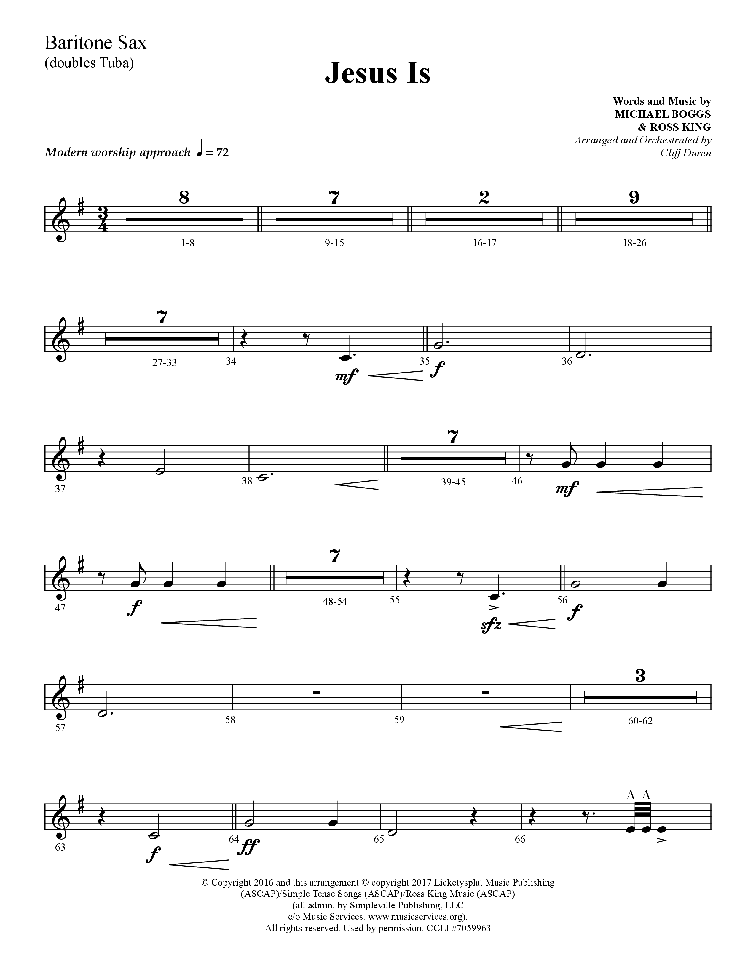 Jesus Is (Choral Anthem SATB) Bari Sax (Lifeway Choral / Arr. Cliff Duren)