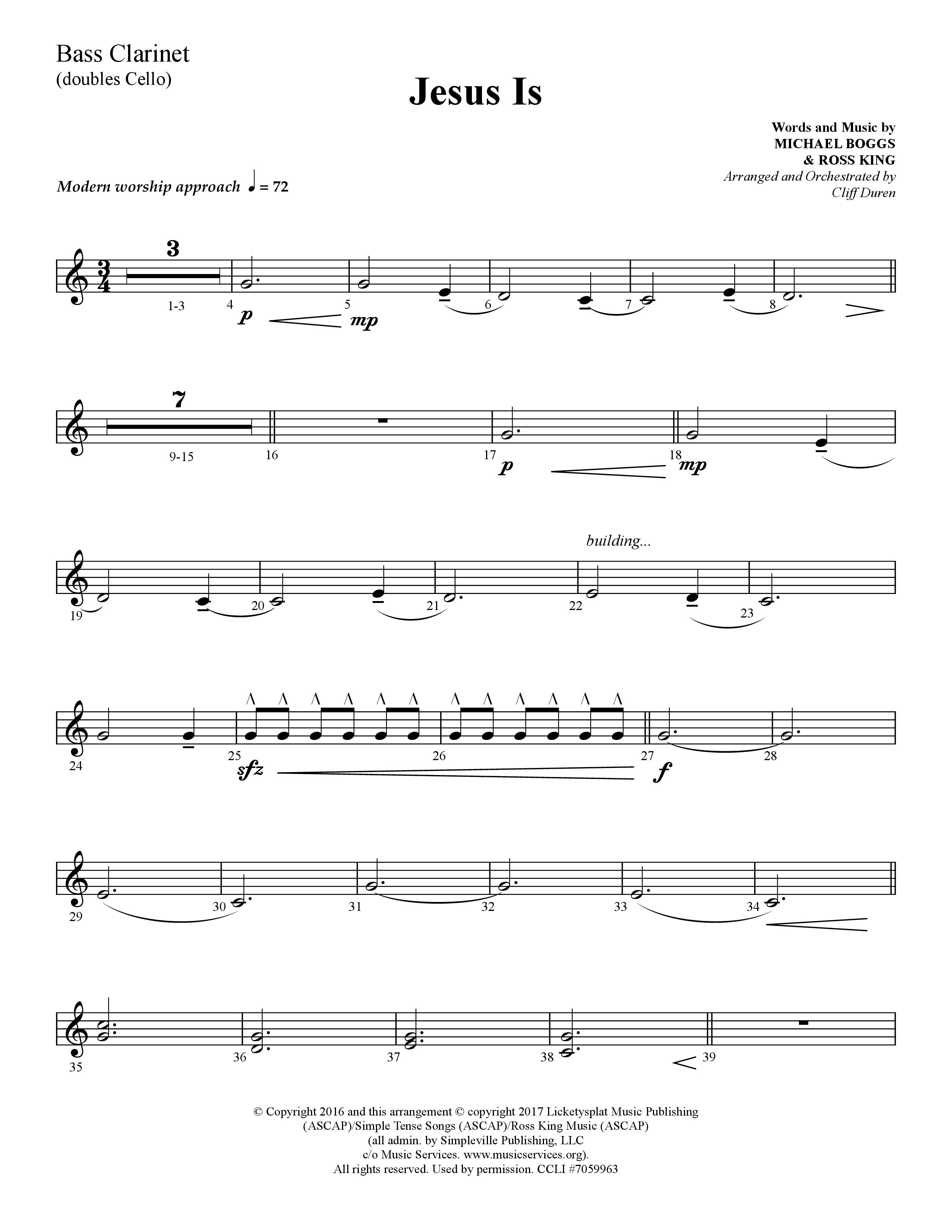 Jesus Is (Choral Anthem SATB) Bass Clarinet (Lifeway Choral / Arr. Cliff Duren)
