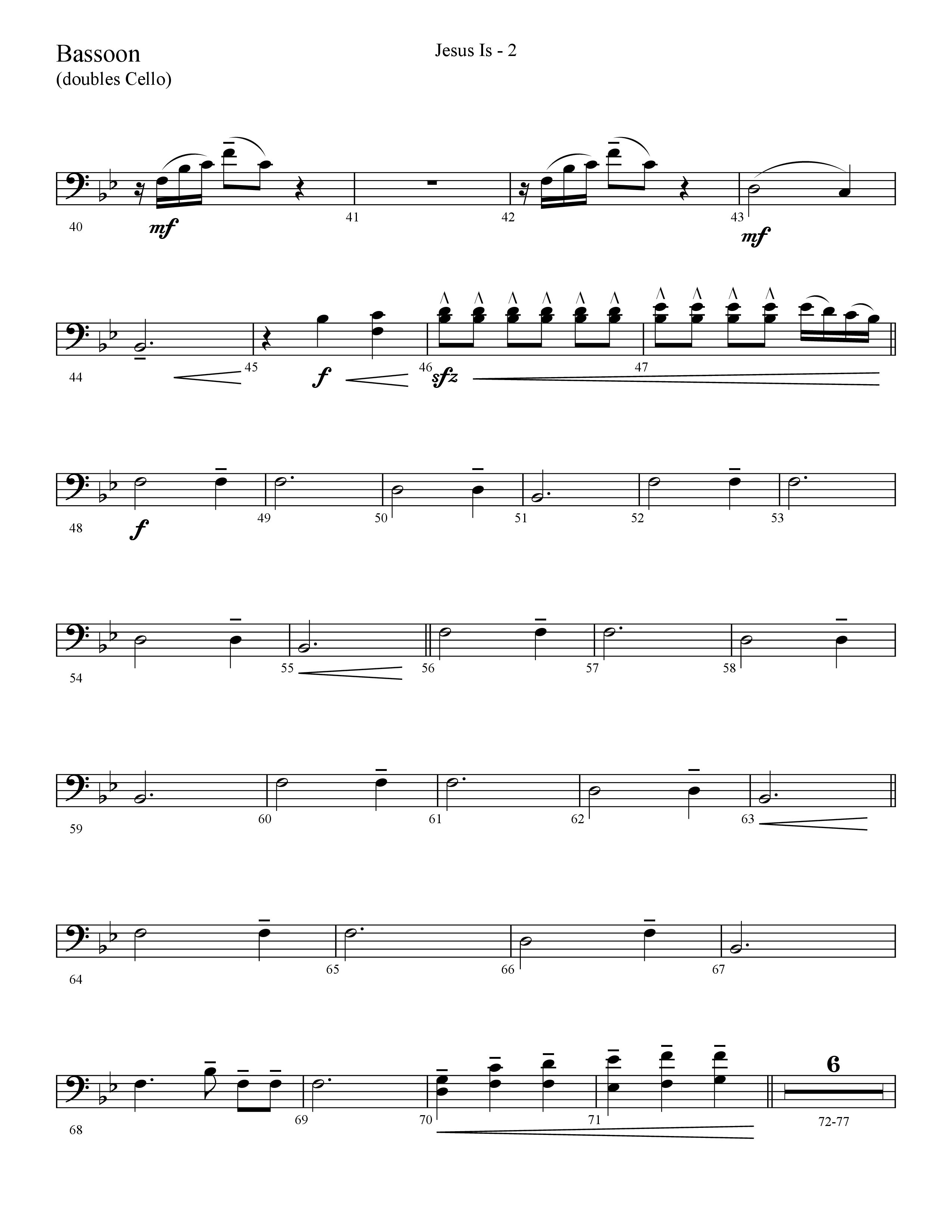 Jesus Is (Choral Anthem SATB) Bassoon (Lifeway Choral / Arr. Cliff Duren)