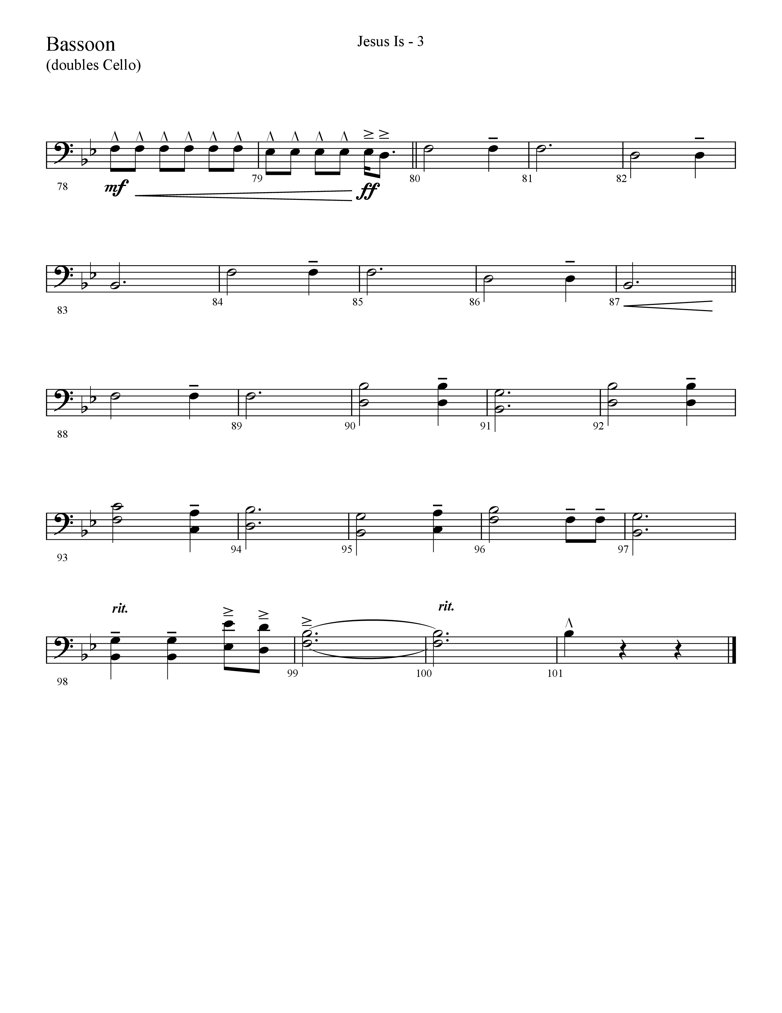 Jesus Is (Choral Anthem SATB) Bassoon (Lifeway Choral / Arr. Cliff Duren)