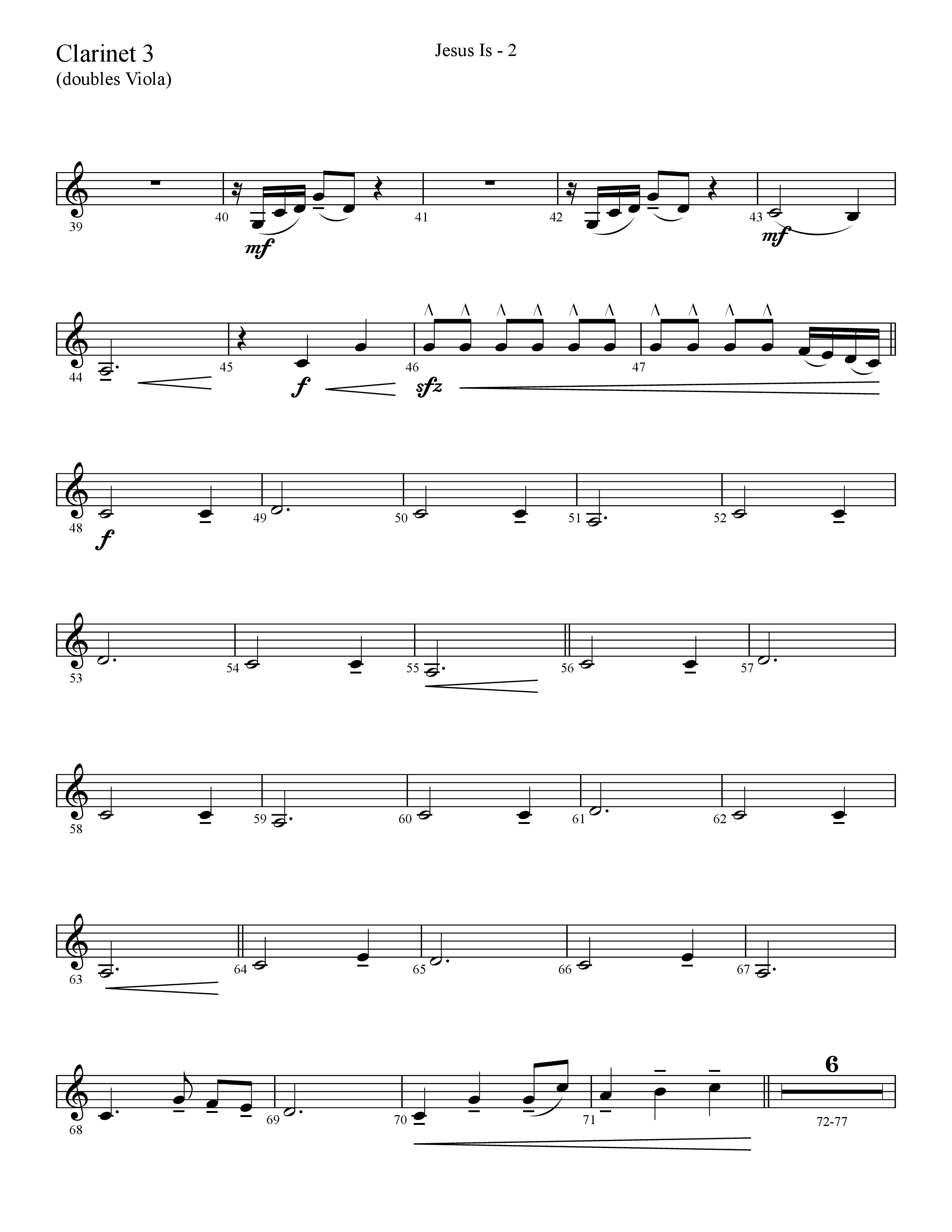 Jesus Is (Choral Anthem SATB) Clarinet 3 (Lifeway Choral / Arr. Cliff Duren)