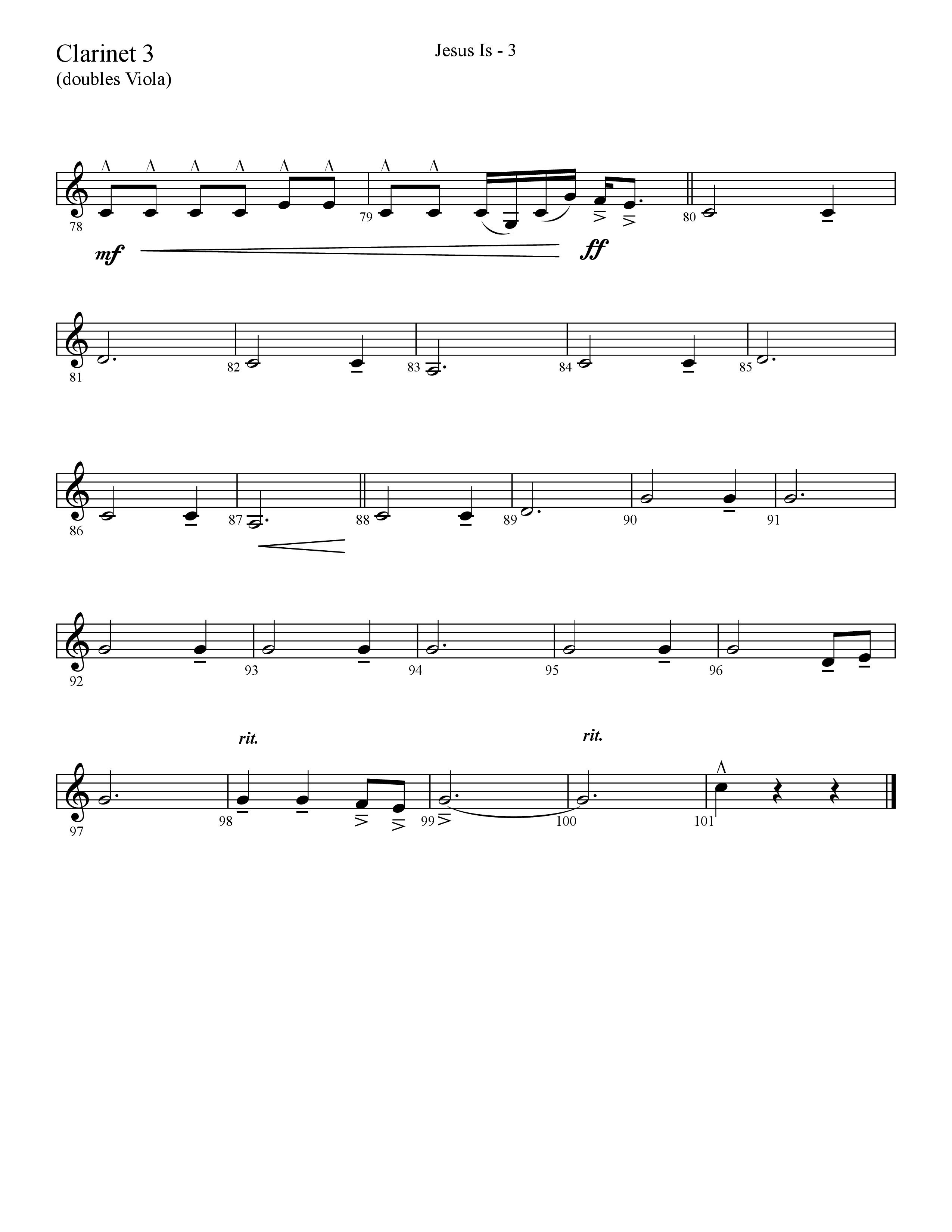 Jesus Is (Choral Anthem SATB) Clarinet 3 (Lifeway Choral / Arr. Cliff Duren)