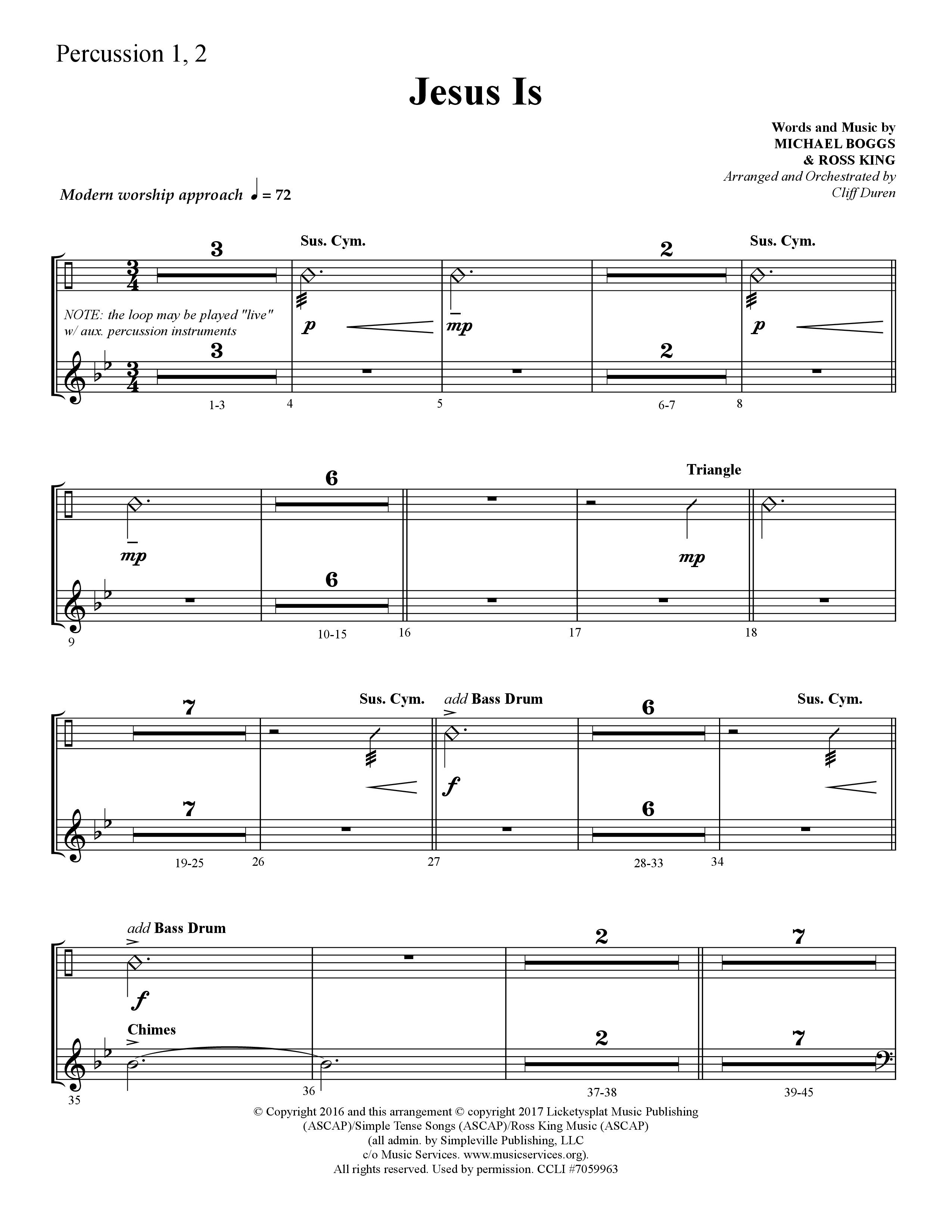 Jesus Is (Choral Anthem SATB) Percussion 1/2 (Lifeway Choral / Arr. Cliff Duren)