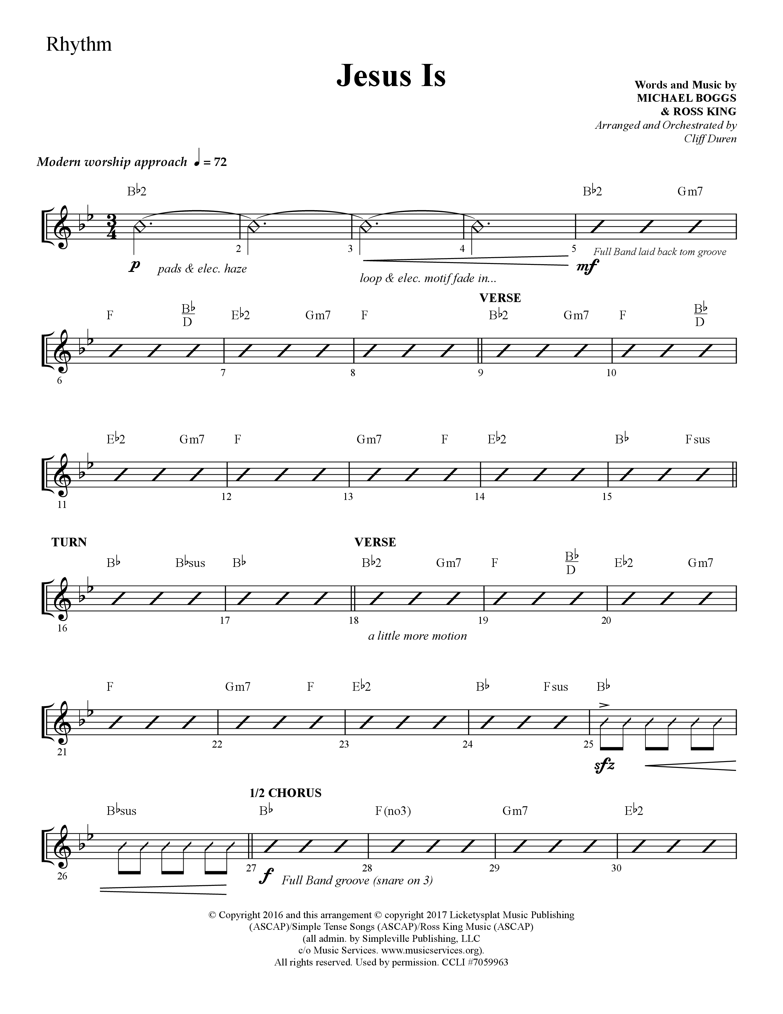 Jesus Is (Choral Anthem SATB) Rhythm Chart (Lifeway Choral / Arr. Cliff Duren)