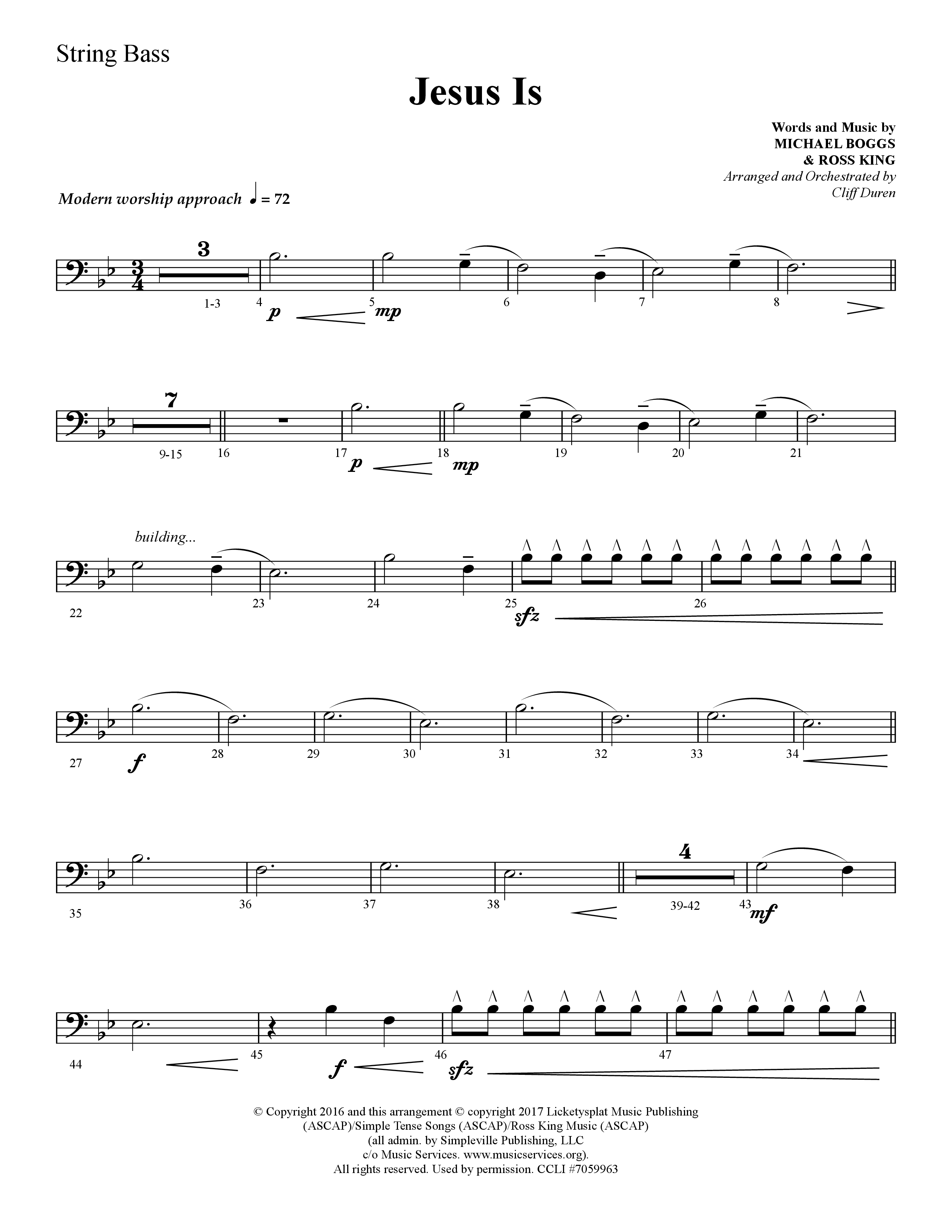 Jesus Is (Choral Anthem SATB) String Bass (Lifeway Choral / Arr. Cliff Duren)