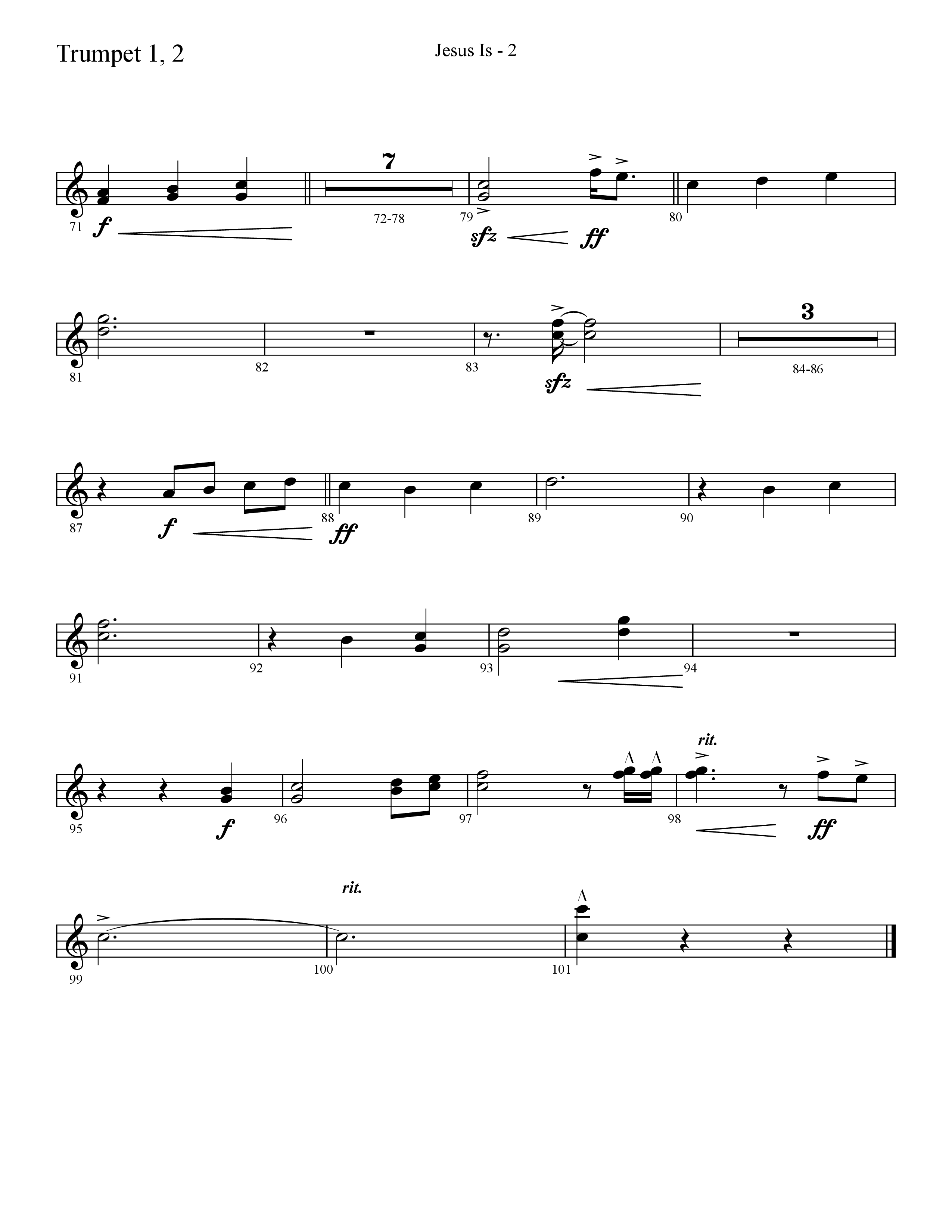 Jesus Is (Choral Anthem SATB) Trumpet 1,2 (Lifeway Choral / Arr. Cliff Duren)