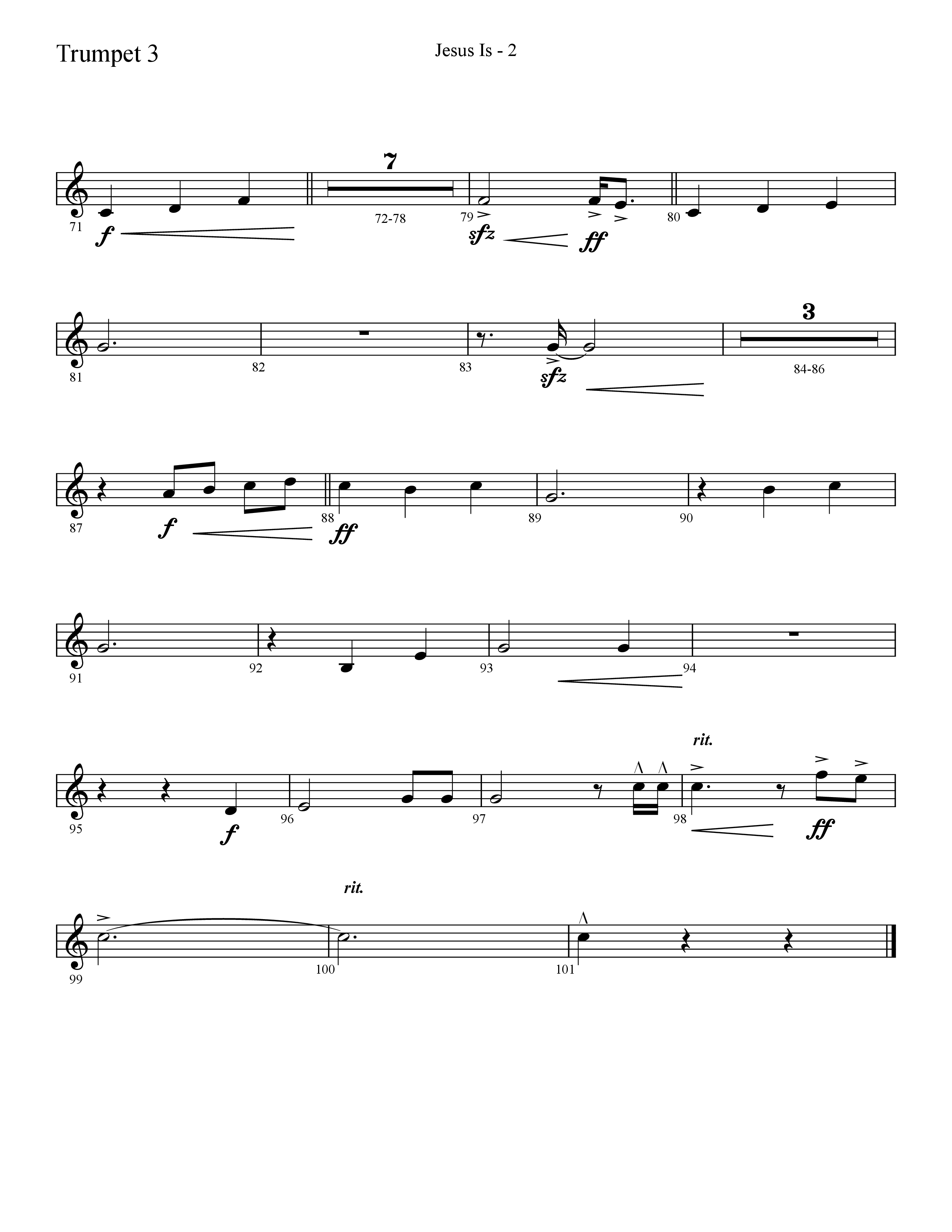 Jesus Is (Choral Anthem SATB) Trumpet 3 (Lifeway Choral / Arr. Cliff Duren)