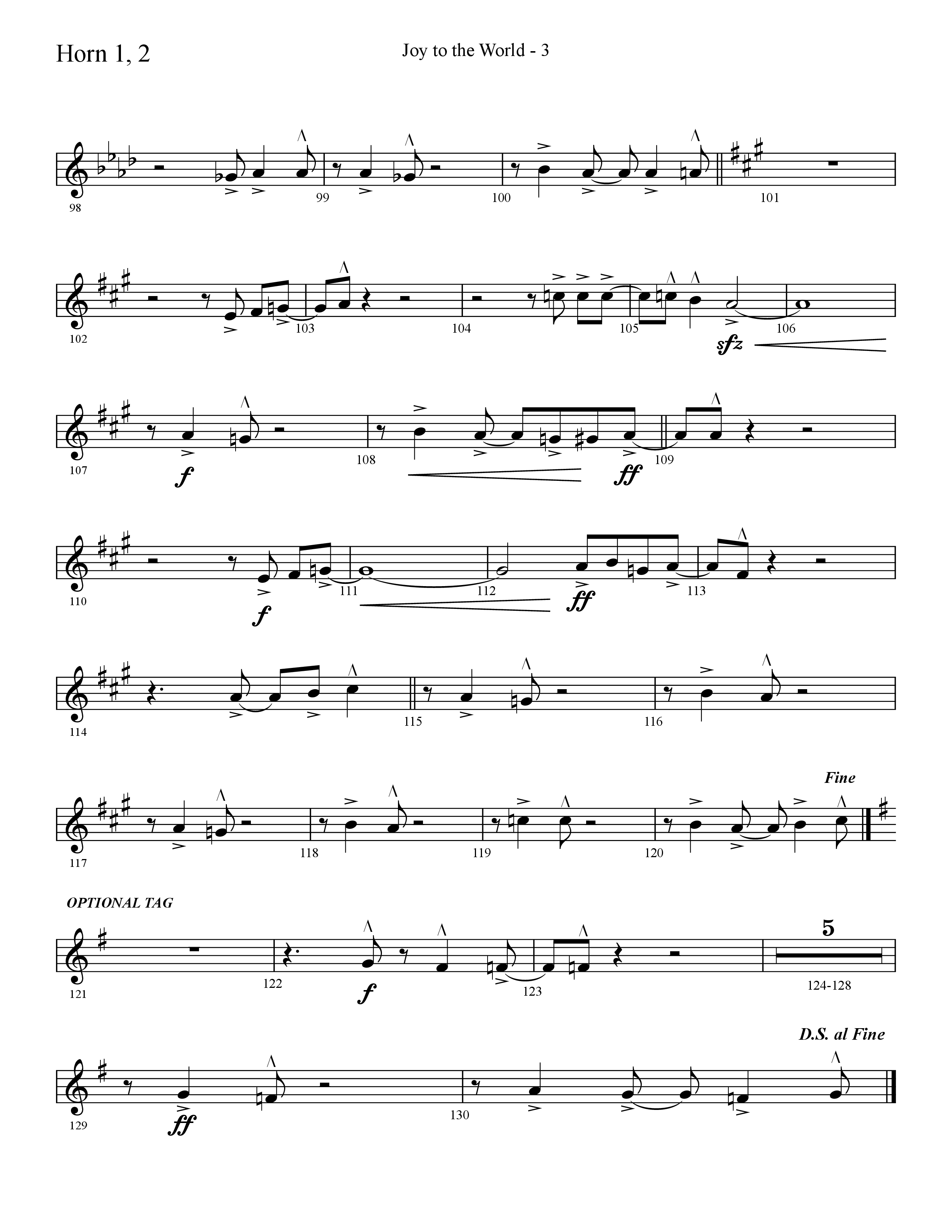 Joy To The World (Choral Anthem SATB) French Horn 1/2 (Lifeway Choral / Arr. Cliff Duren)
