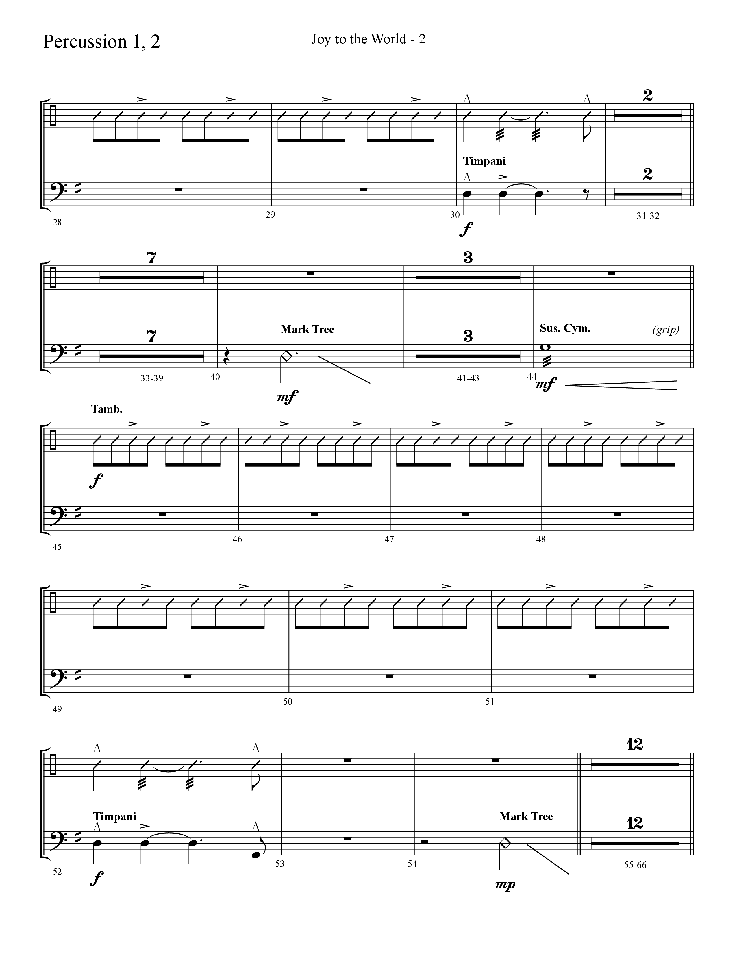 Joy To The World (Choral Anthem SATB) Percussion 1/2 (Lifeway Choral / Arr. Cliff Duren)