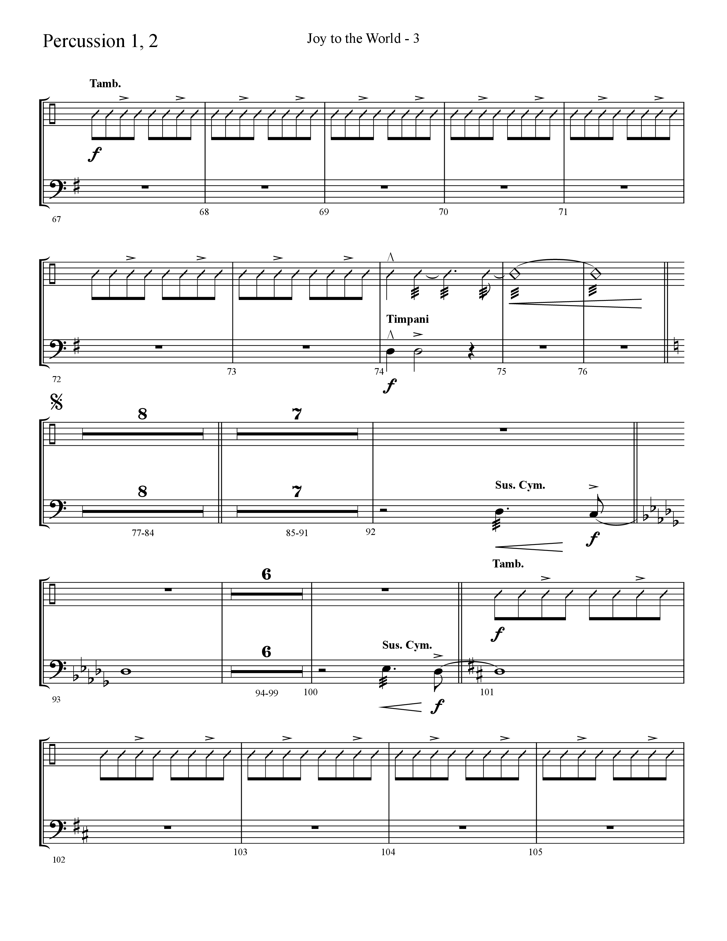 Joy To The World (Choral Anthem SATB) Percussion 1/2 (Lifeway Choral / Arr. Cliff Duren)