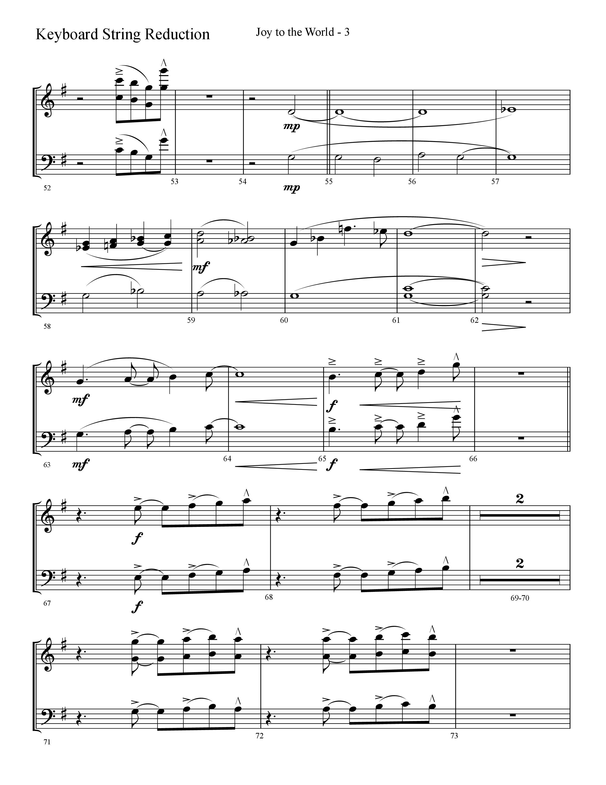 Joy To The World (Choral Anthem SATB) String Reduction (Lifeway Choral / Arr. Cliff Duren)