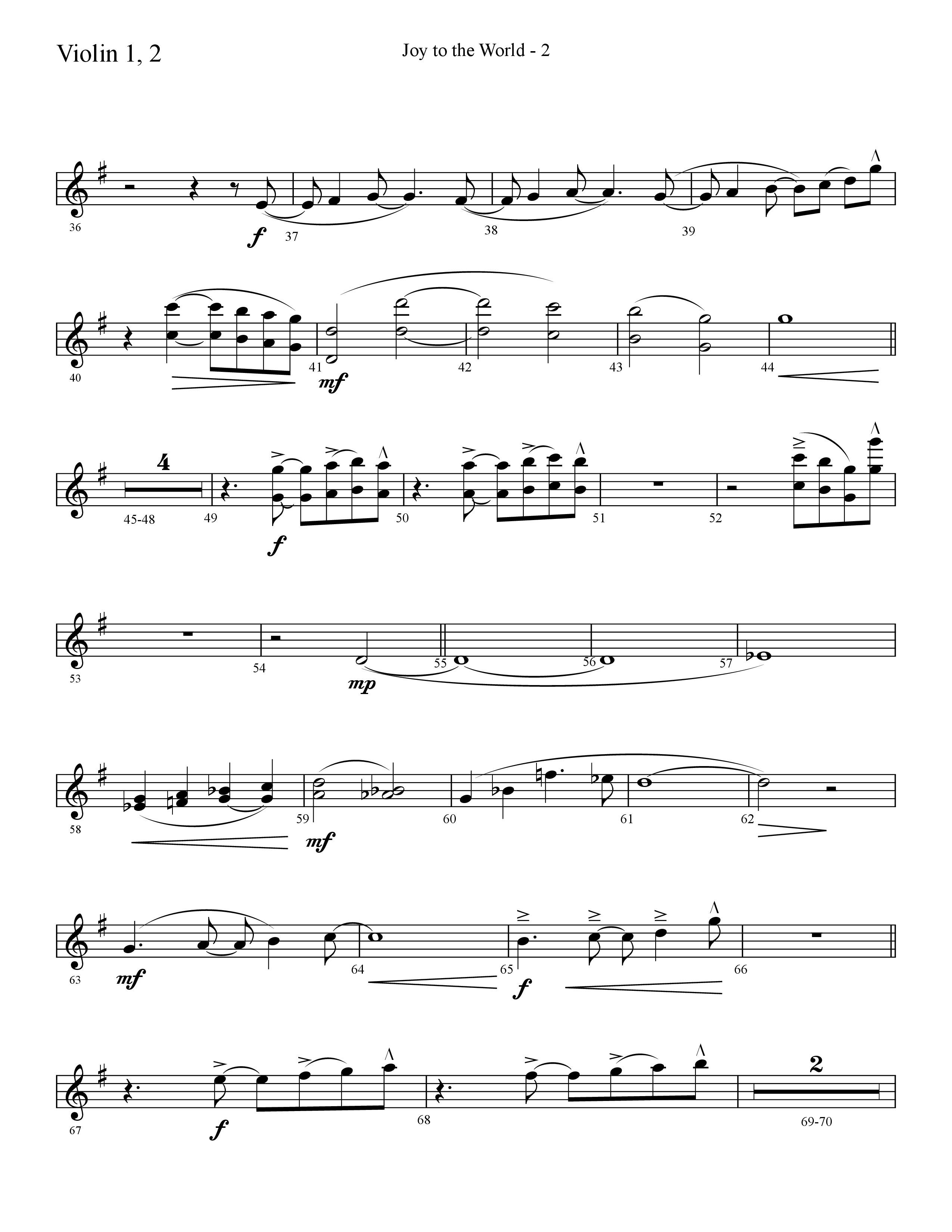 Joy To The World (Choral Anthem SATB) Violin 1/2 (Lifeway Choral / Arr. Cliff Duren)