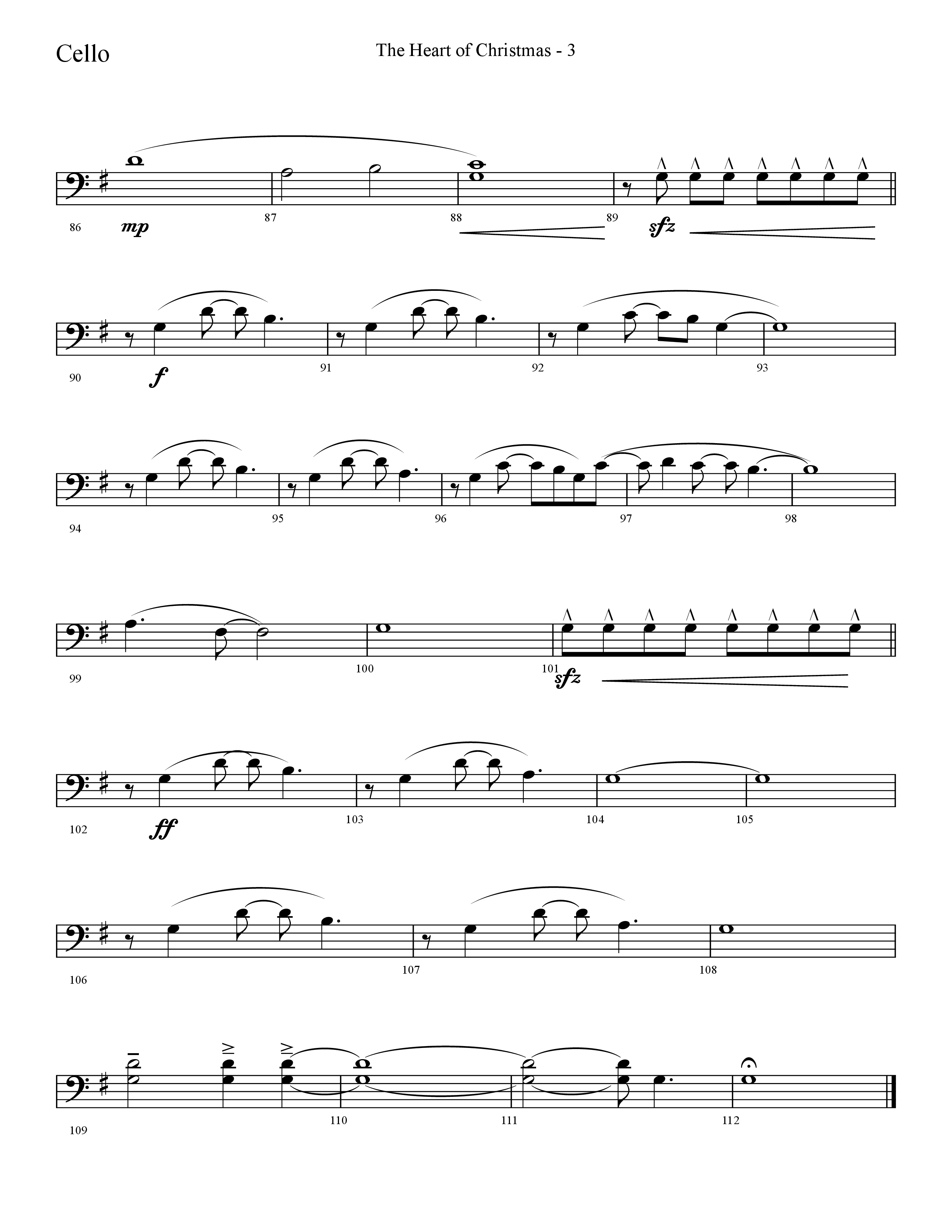 The Heart Of Christmas (Choral Anthem SATB) Cello (Lifeway Choral / Arr. Cliff Duren)