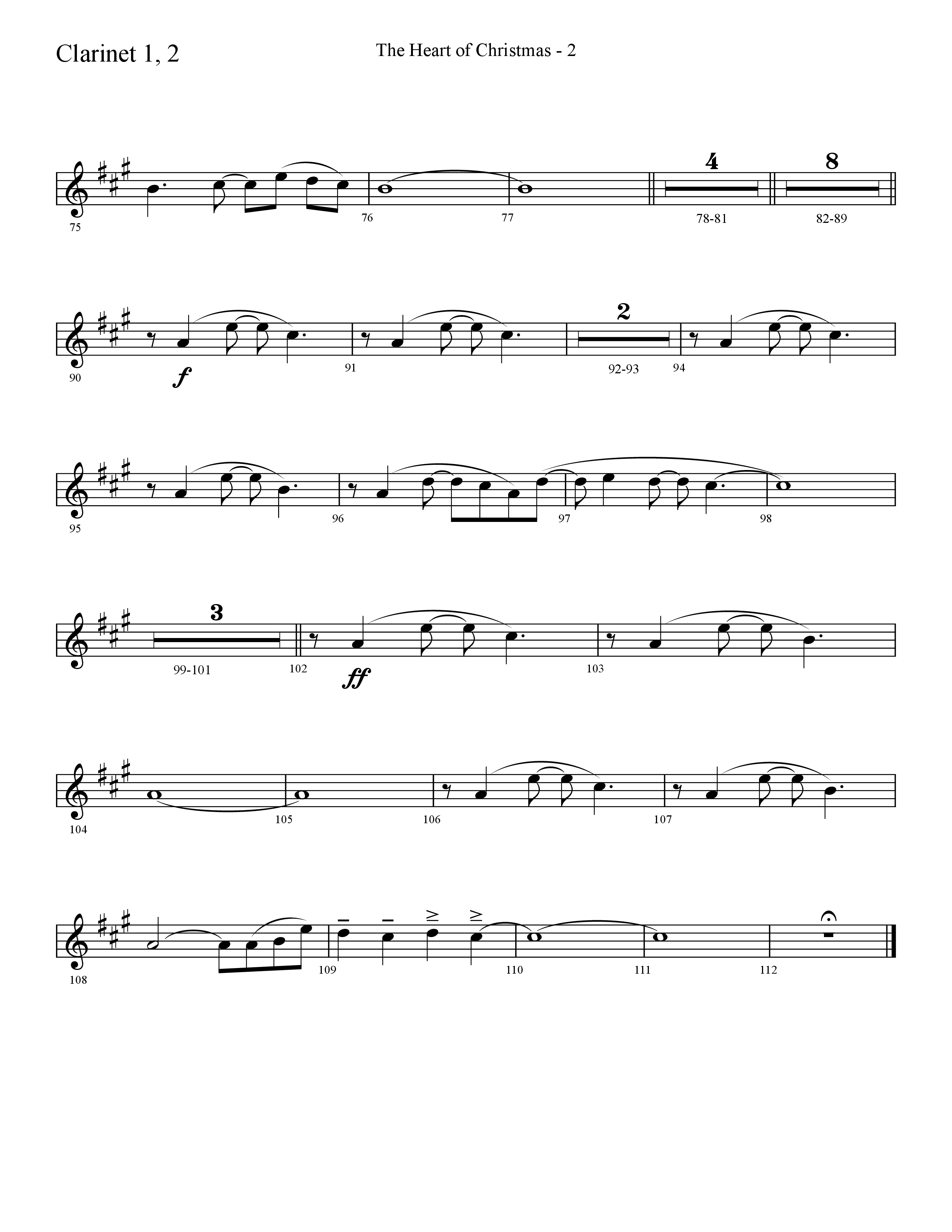 The Heart Of Christmas (Choral Anthem SATB) Clarinet 1/2 (Lifeway Choral / Arr. Cliff Duren)