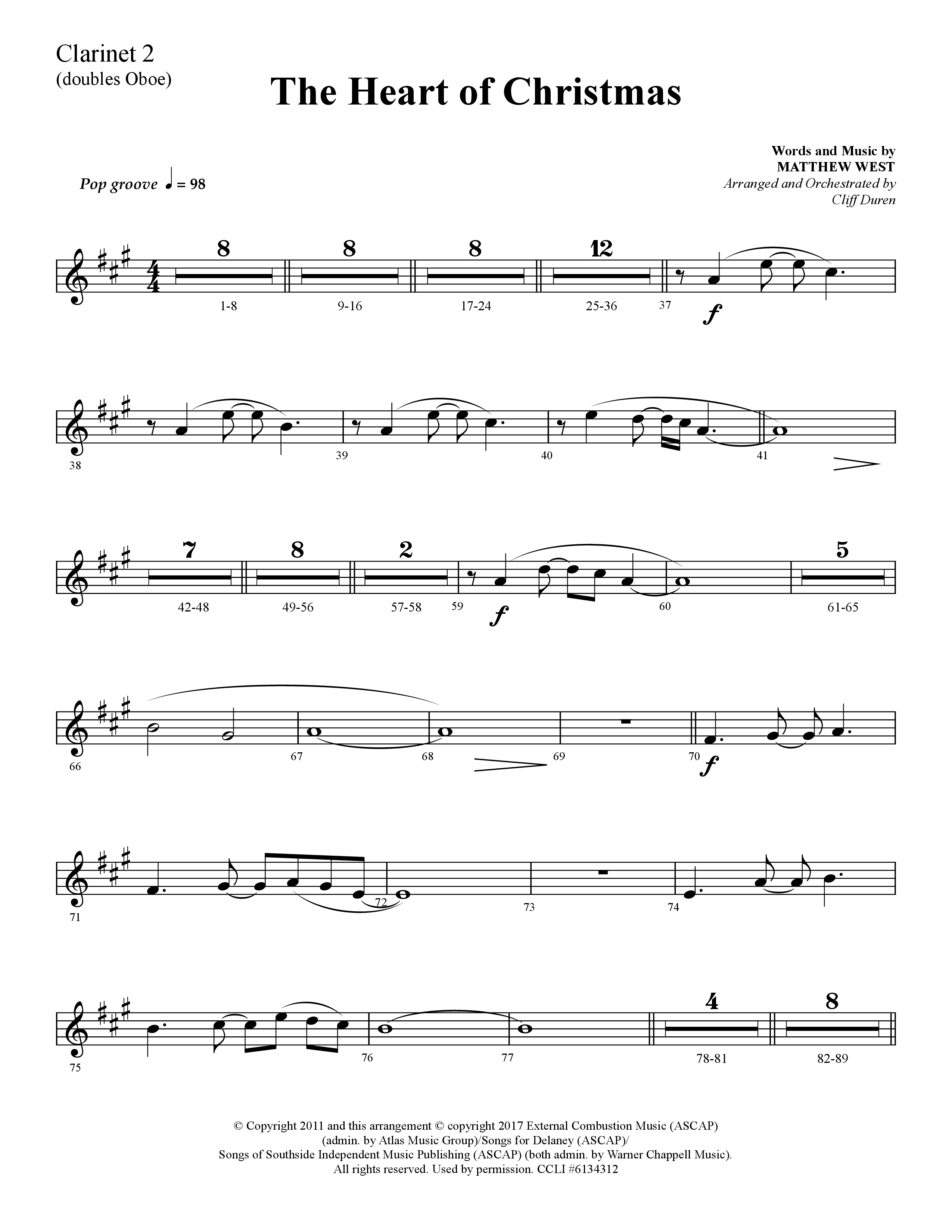 The Heart Of Christmas (Choral Anthem SATB) Clarinet 1/2 (Lifeway Choral / Arr. Cliff Duren)
