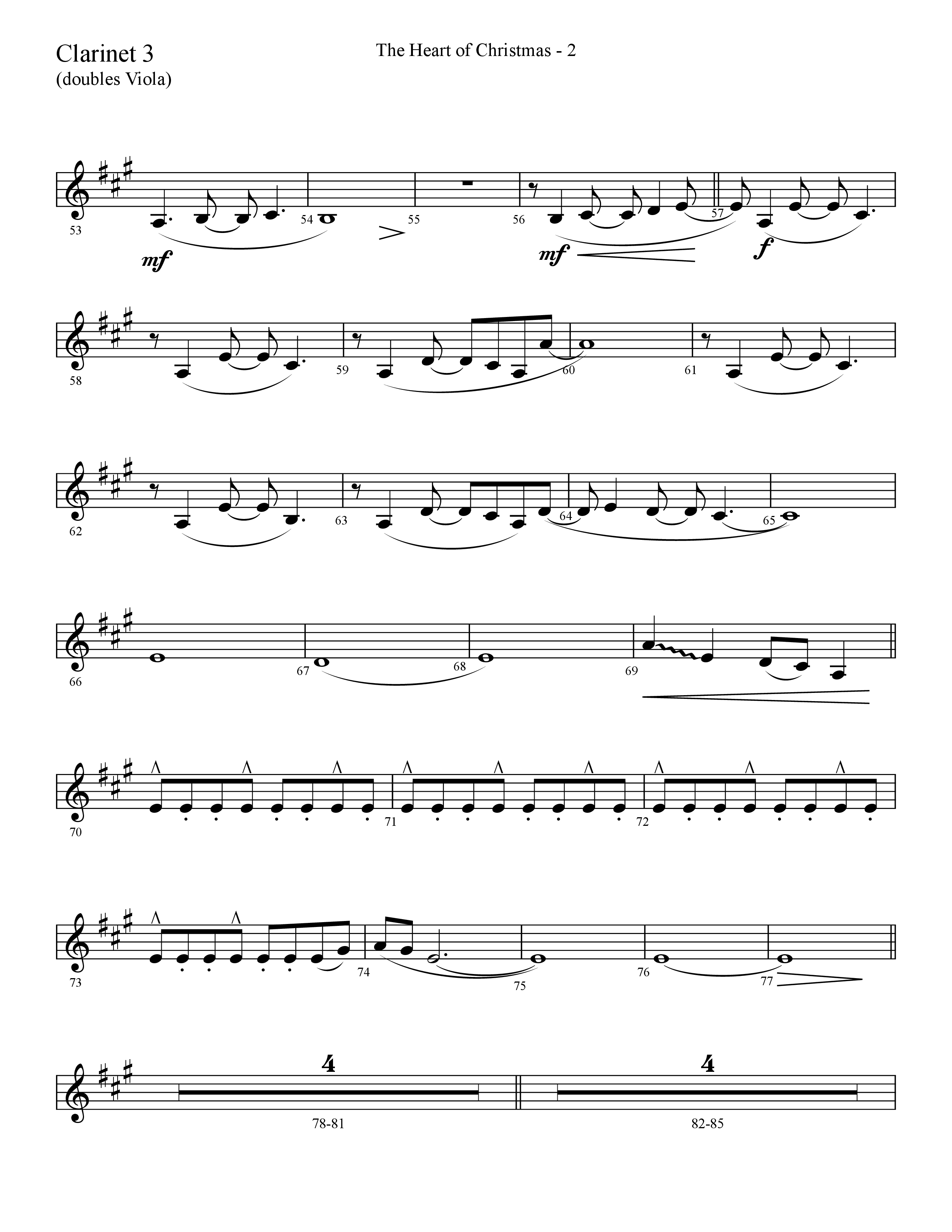 The Heart Of Christmas (Choral Anthem SATB) Clarinet 3 (Lifeway Choral / Arr. Cliff Duren)