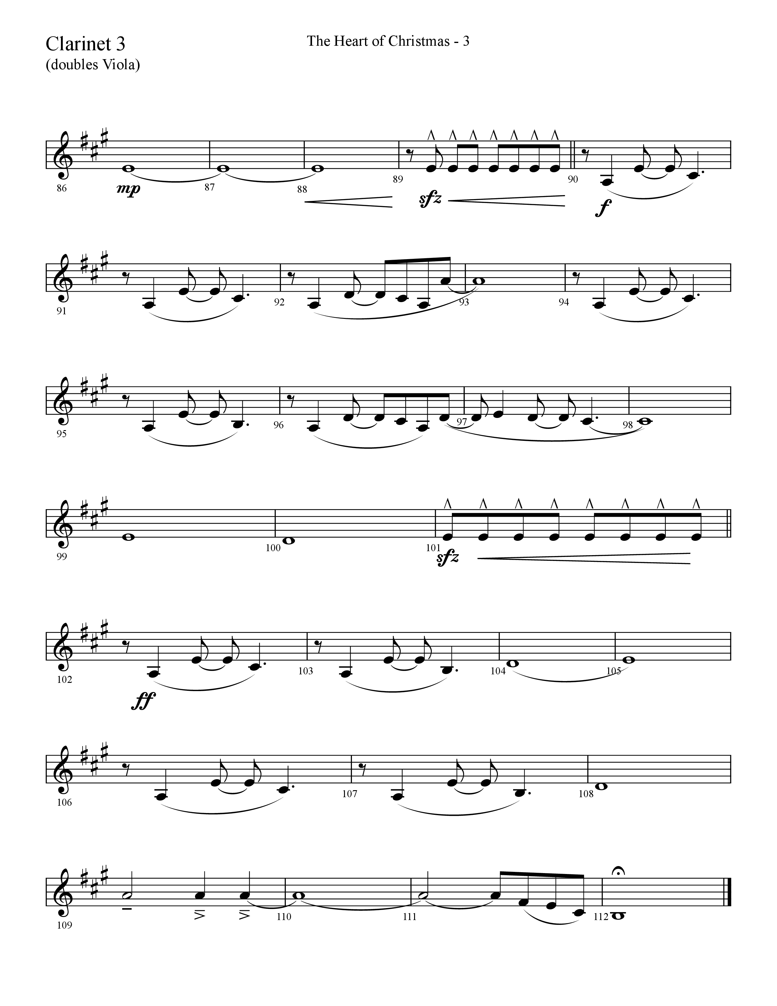 The Heart Of Christmas (Choral Anthem SATB) Clarinet 3 (Lifeway Choral / Arr. Cliff Duren)