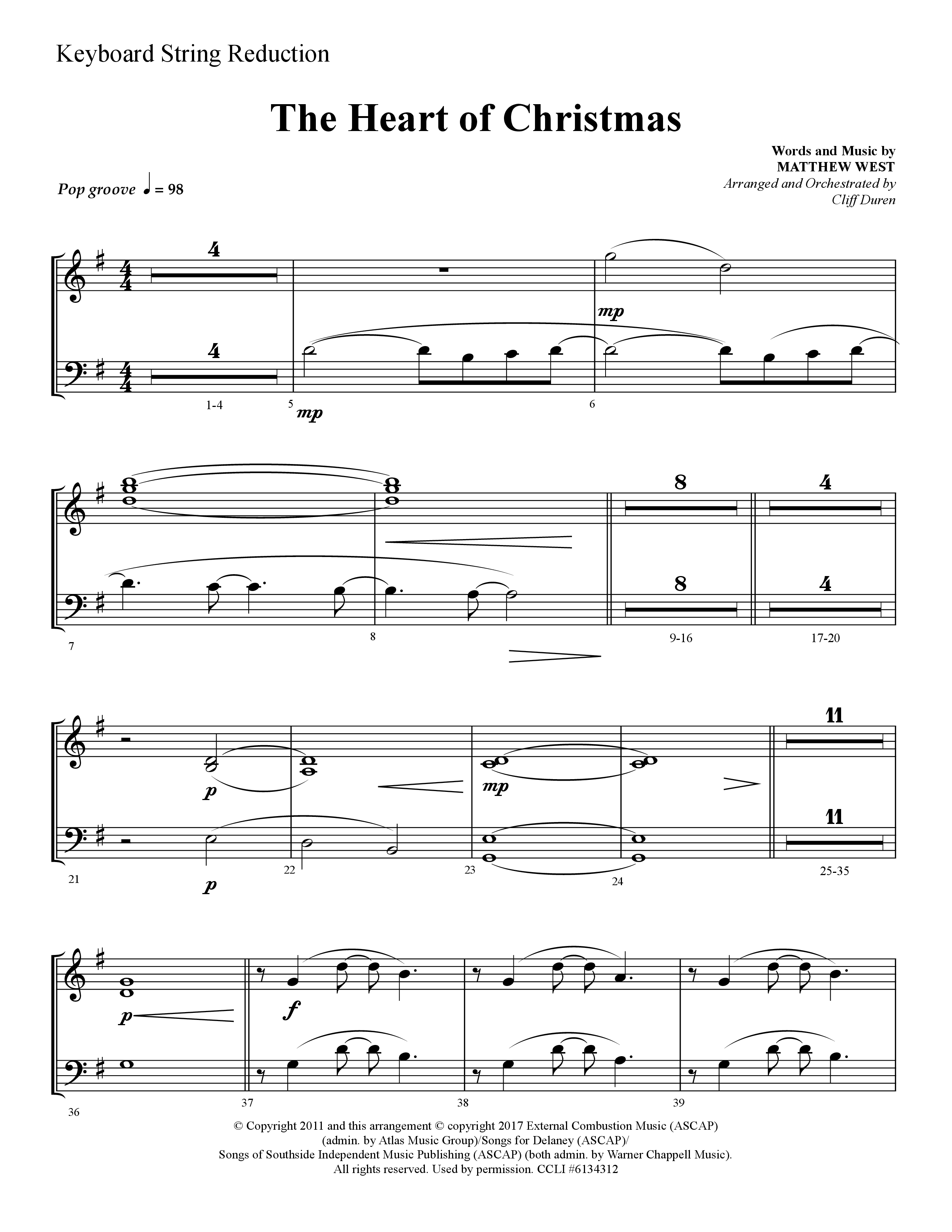 The Heart Of Christmas (Choral Anthem SATB) String Reduction (Lifeway Choral / Arr. Cliff Duren)