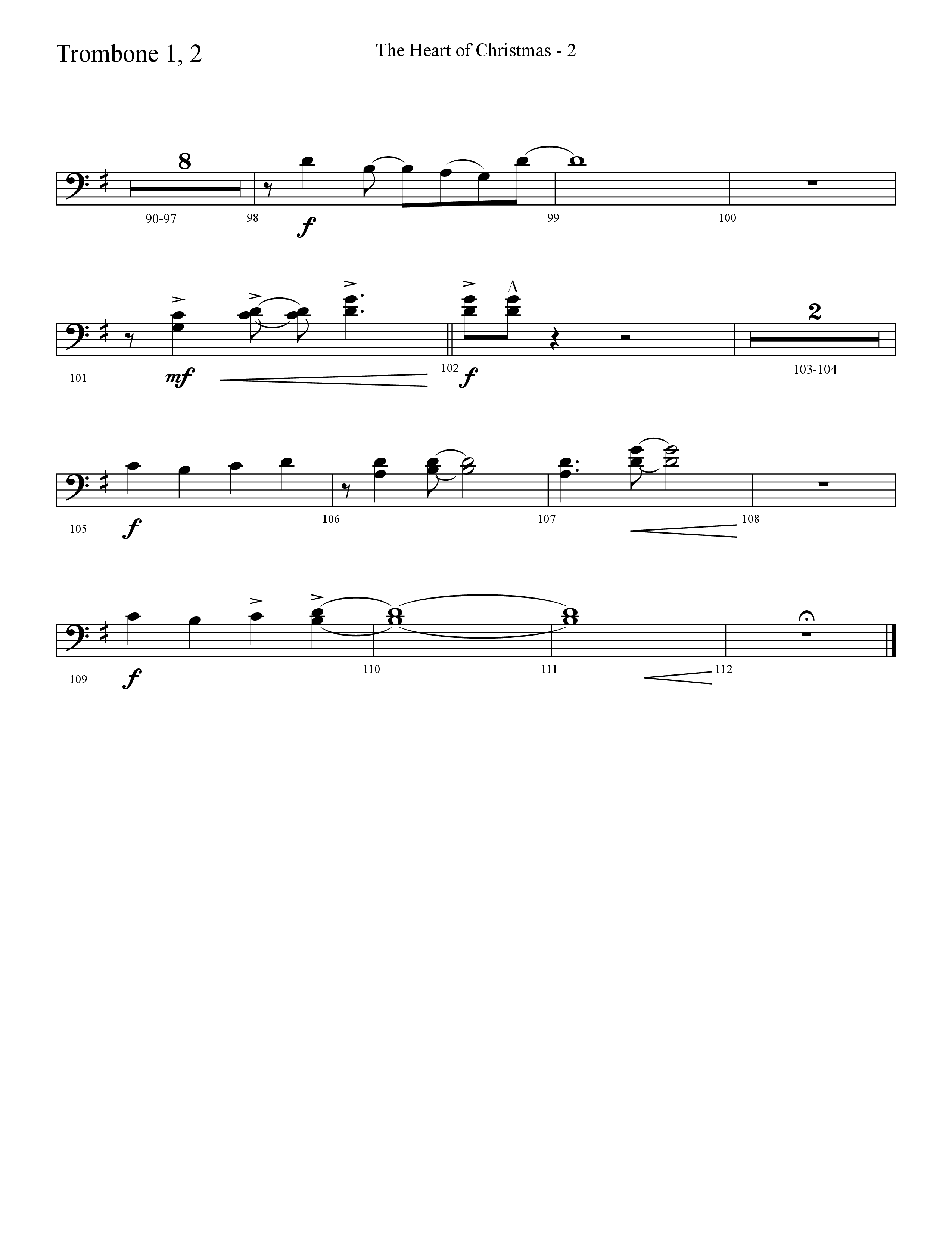 The Heart Of Christmas (Choral Anthem SATB) Trombone 1/2 (Lifeway Choral / Arr. Cliff Duren)