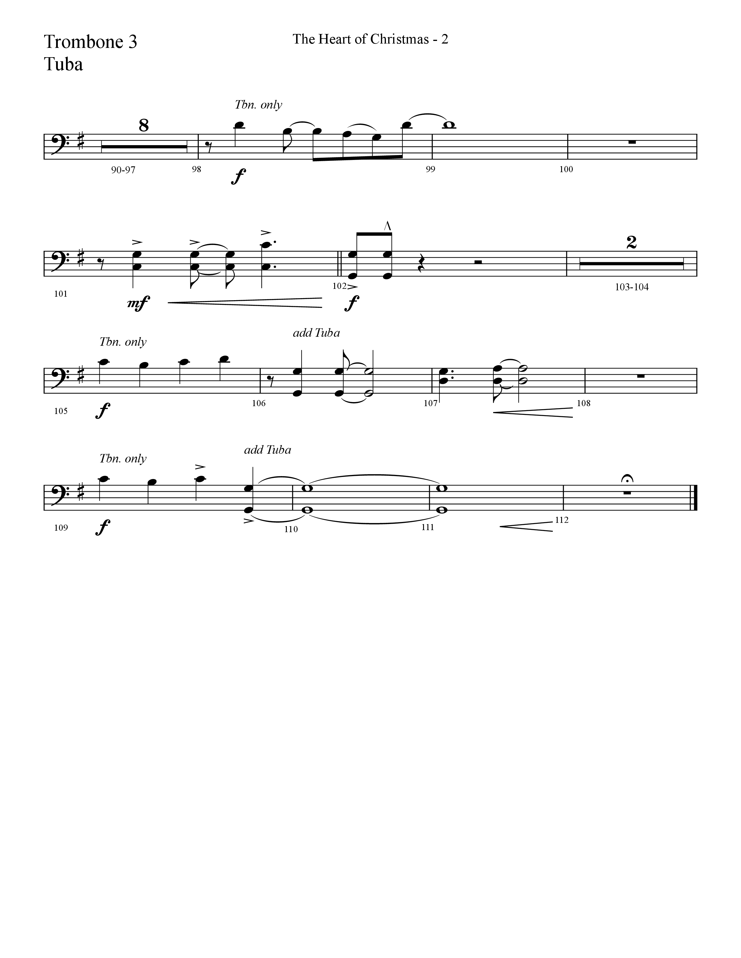 The Heart Of Christmas (Choral Anthem SATB) Trombone 3/Tuba (Lifeway Choral / Arr. Cliff Duren)