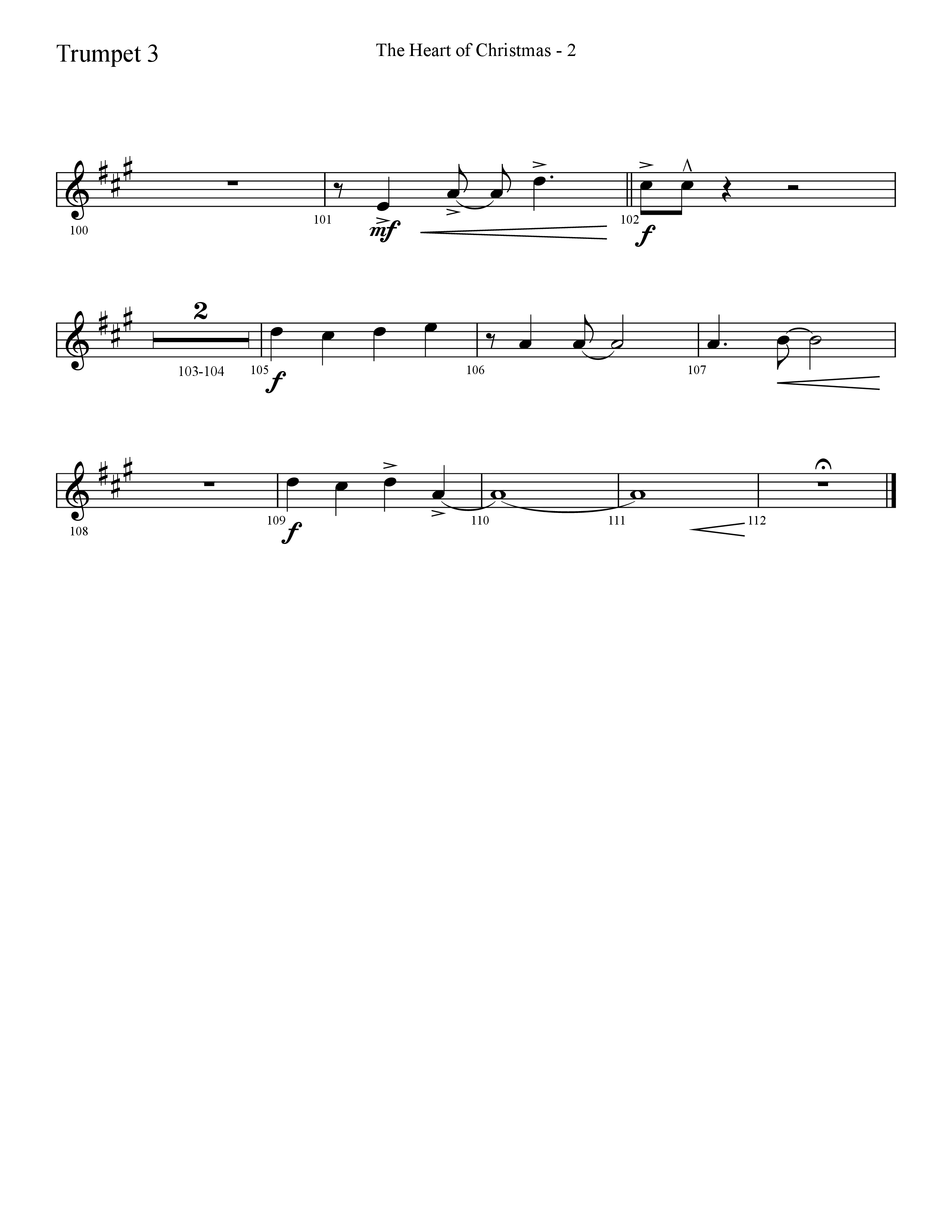 The Heart Of Christmas (Choral Anthem SATB) Trumpet 3 (Lifeway Choral / Arr. Cliff Duren)