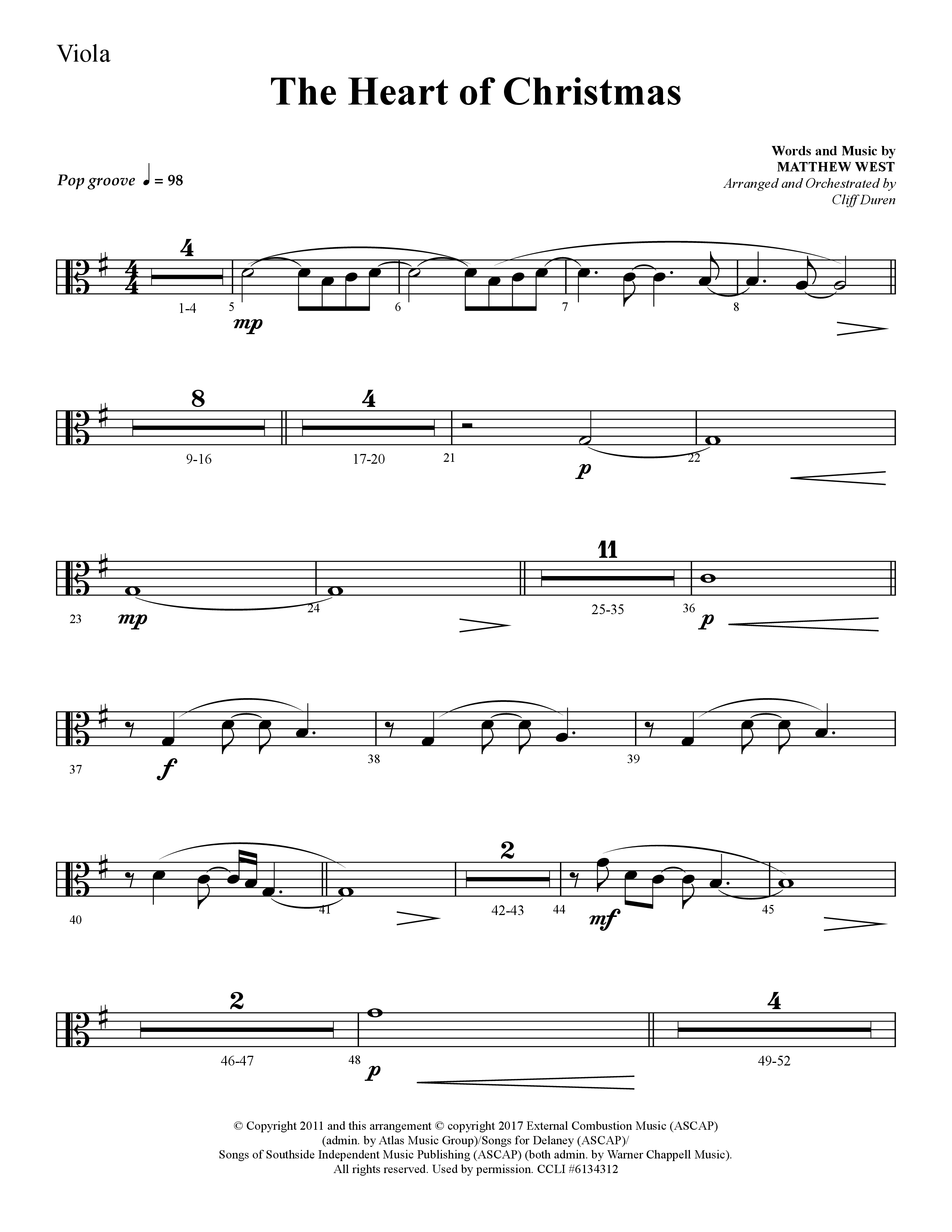 The Heart Of Christmas (Choral Anthem SATB) Viola (Lifeway Choral / Arr. Cliff Duren)