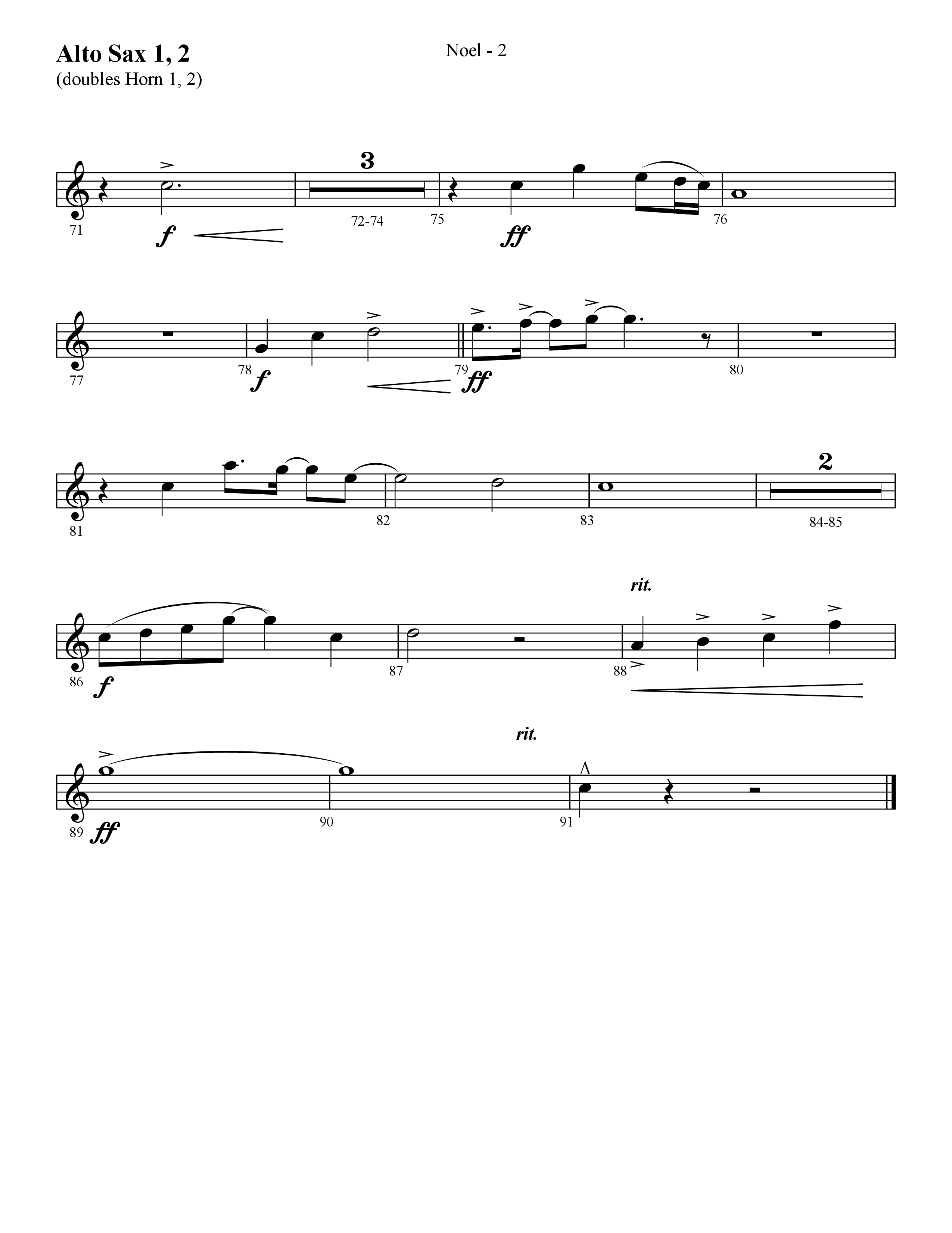 Noel (He Shall Reign Forevermore) (Choral Anthem SATB) Alto Sax 1/2 (Lifeway Choral / Arr. Cliff Duren)