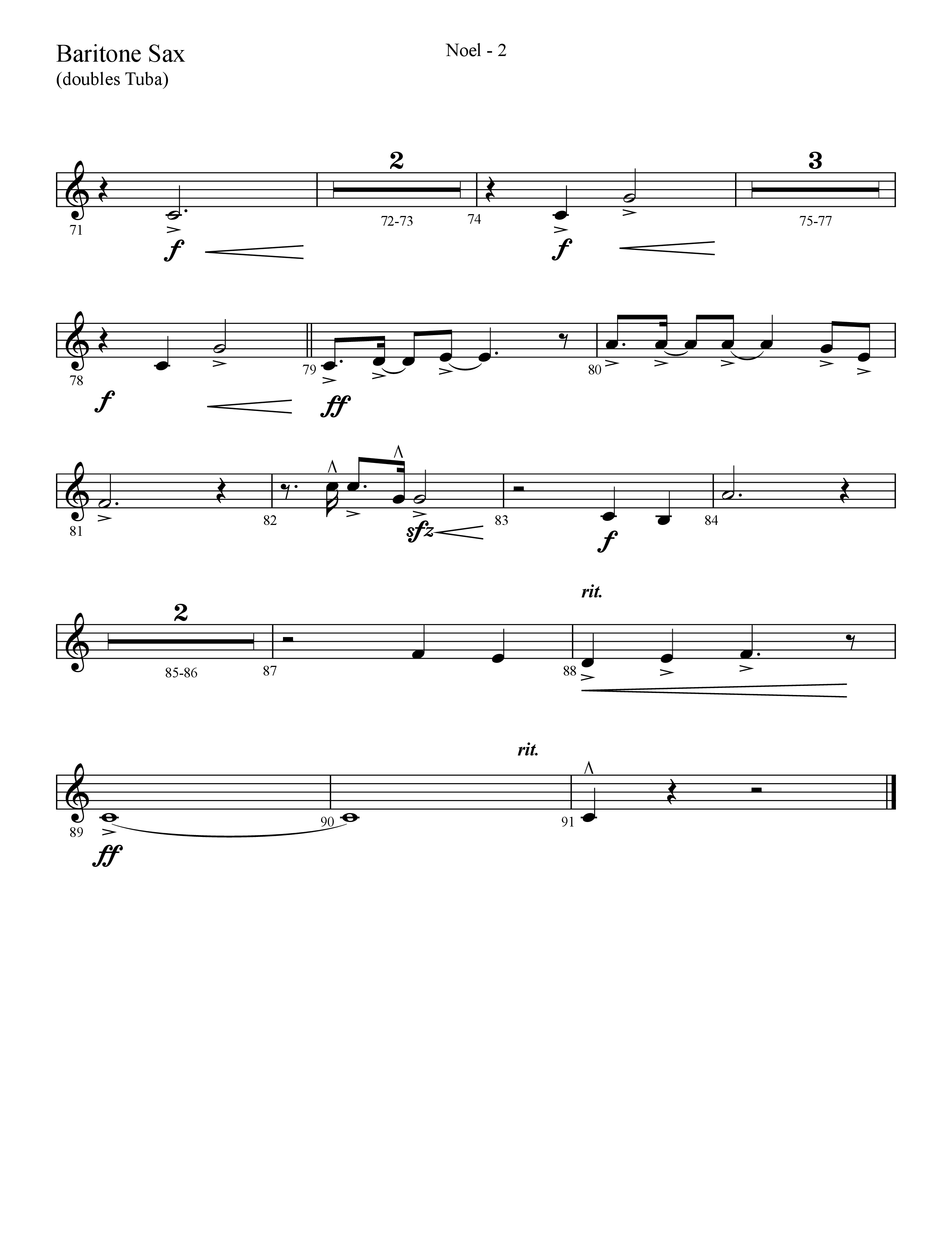 Noel (He Shall Reign Forevermore) (Choral Anthem SATB) Bari Sax (Lifeway Choral / Arr. Cliff Duren)