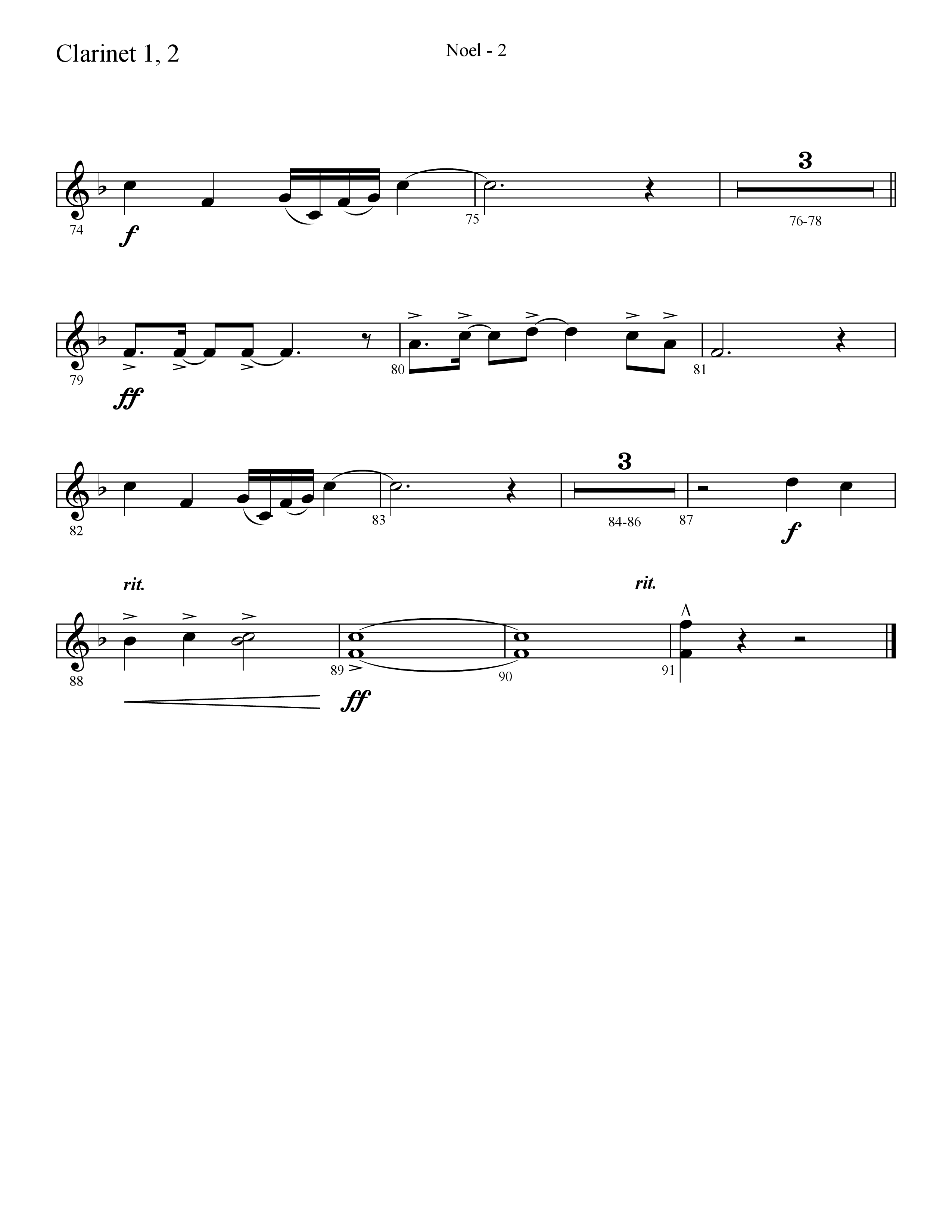 Noel (He Shall Reign Forevermore) (Choral Anthem SATB) Clarinet 1/2 (Lifeway Choral / Arr. Cliff Duren)