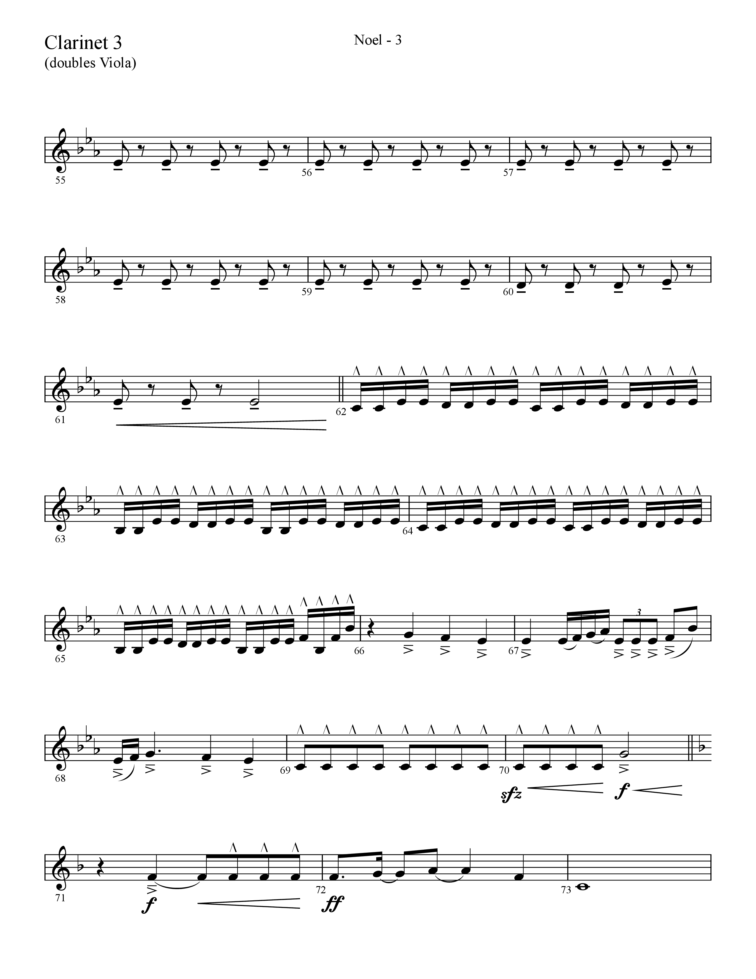 Noel (He Shall Reign Forevermore) (Choral Anthem SATB) Clarinet 3 (Lifeway Choral / Arr. Cliff Duren)