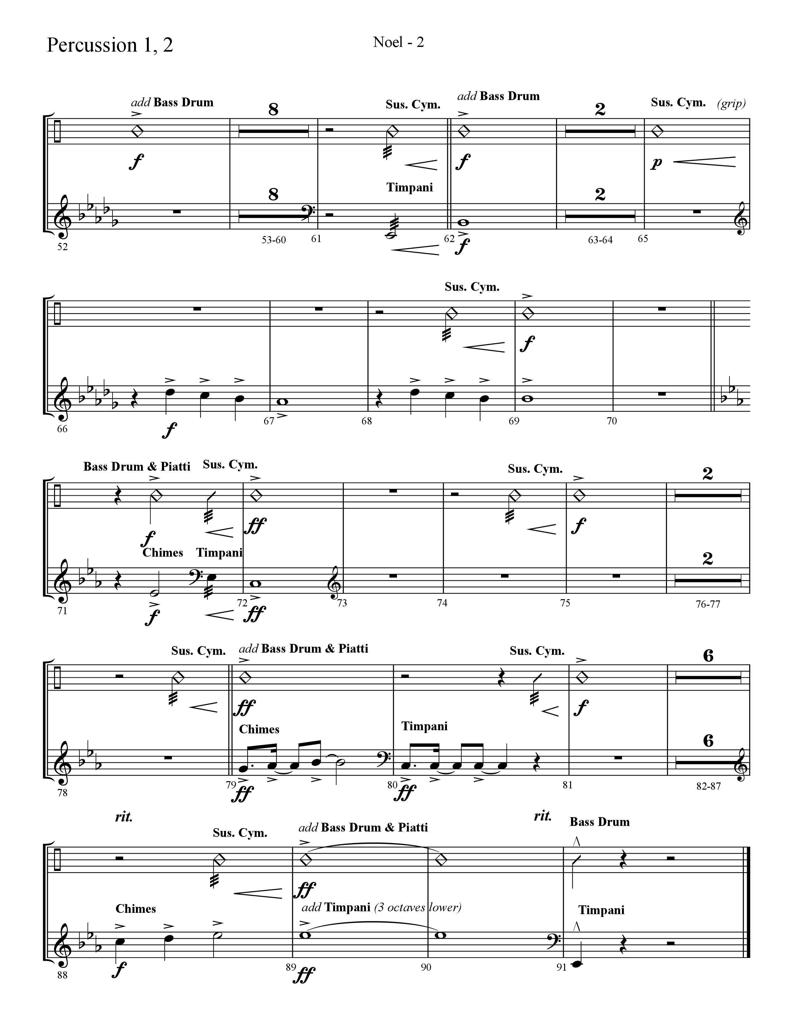 Noel (He Shall Reign Forevermore) (Choral Anthem SATB) Percussion 1/2 (Lifeway Choral / Arr. Cliff Duren)
