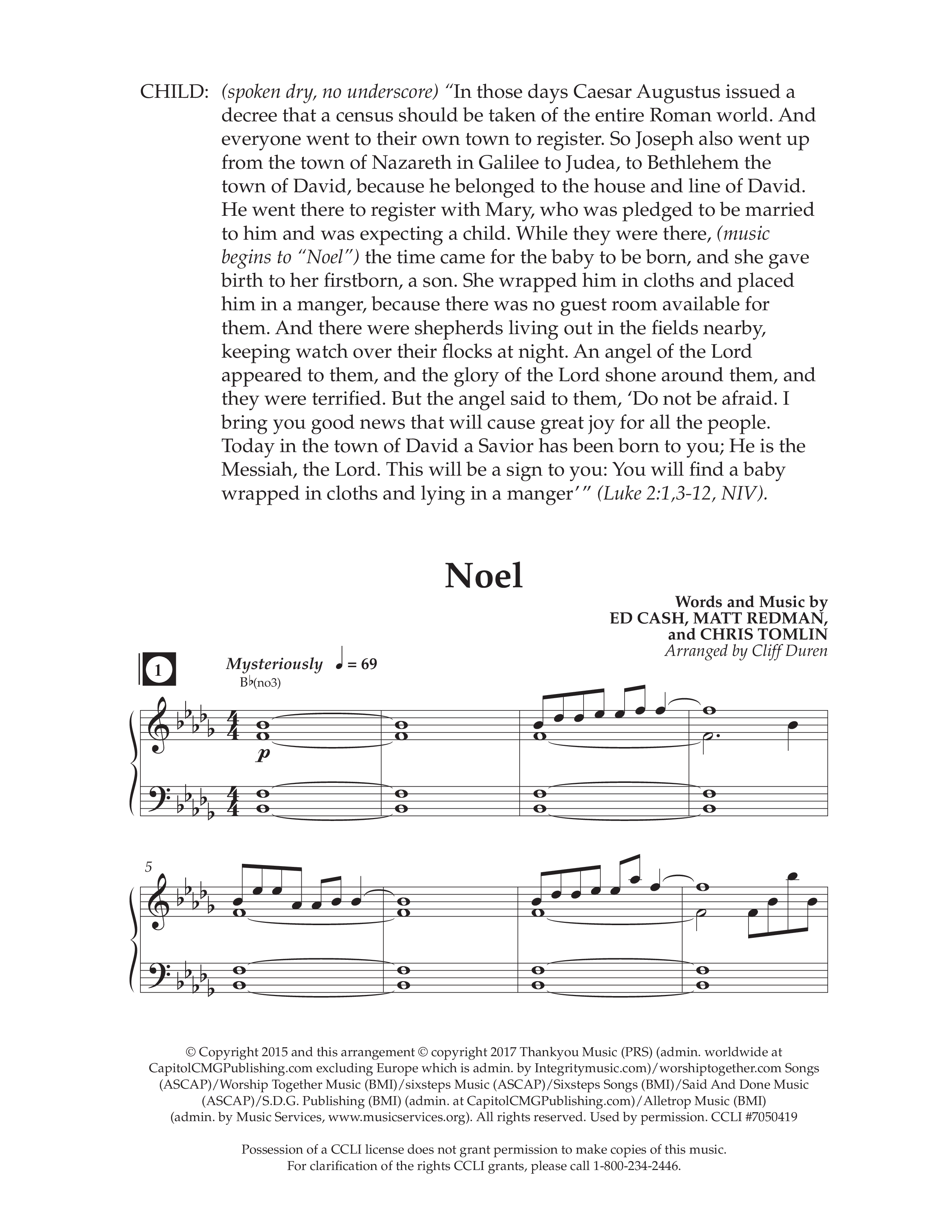 Noel (He Shall Reign Forevermore) (Choral Anthem SATB) Anthem (SATB/Piano) (Lifeway Choral / Arr. Cliff Duren)