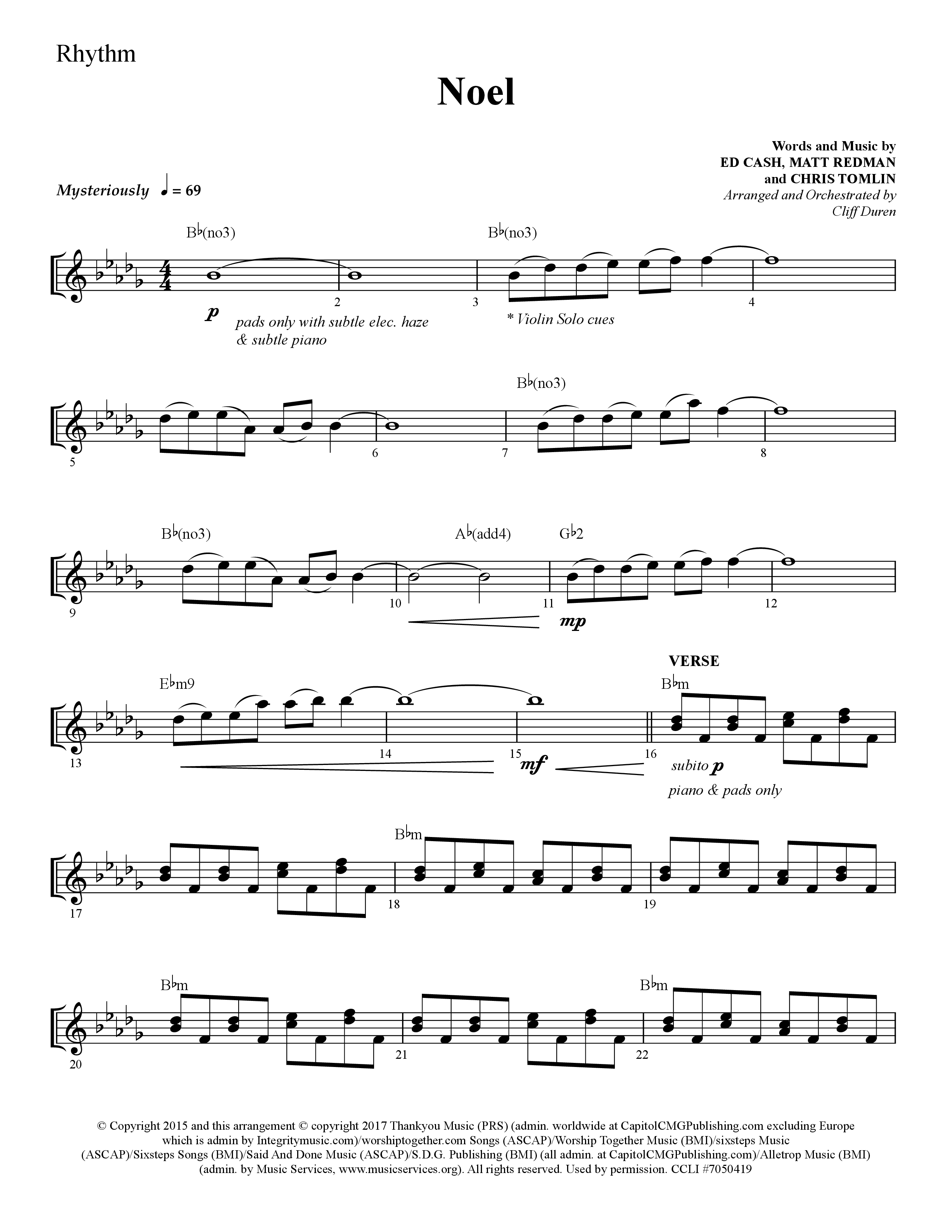 Noel (He Shall Reign Forevermore) (Choral Anthem SATB) Rhythm Chart (Lifeway Choral / Arr. Cliff Duren)