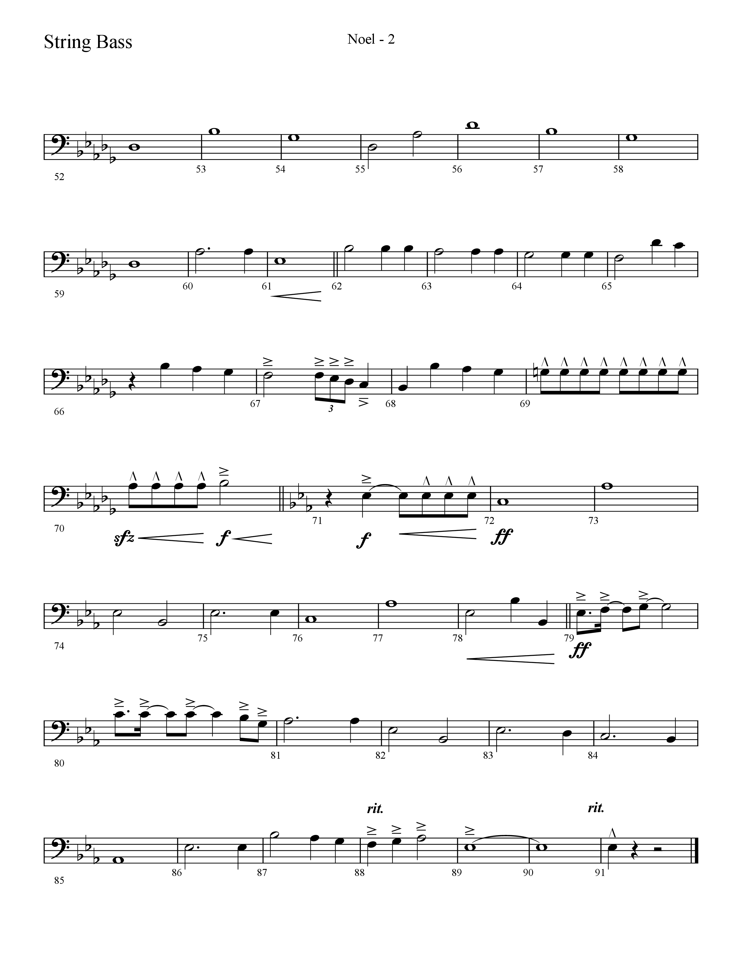 Noel (He Shall Reign Forevermore) (Choral Anthem SATB) String Bass (Lifeway Choral / Arr. Cliff Duren)
