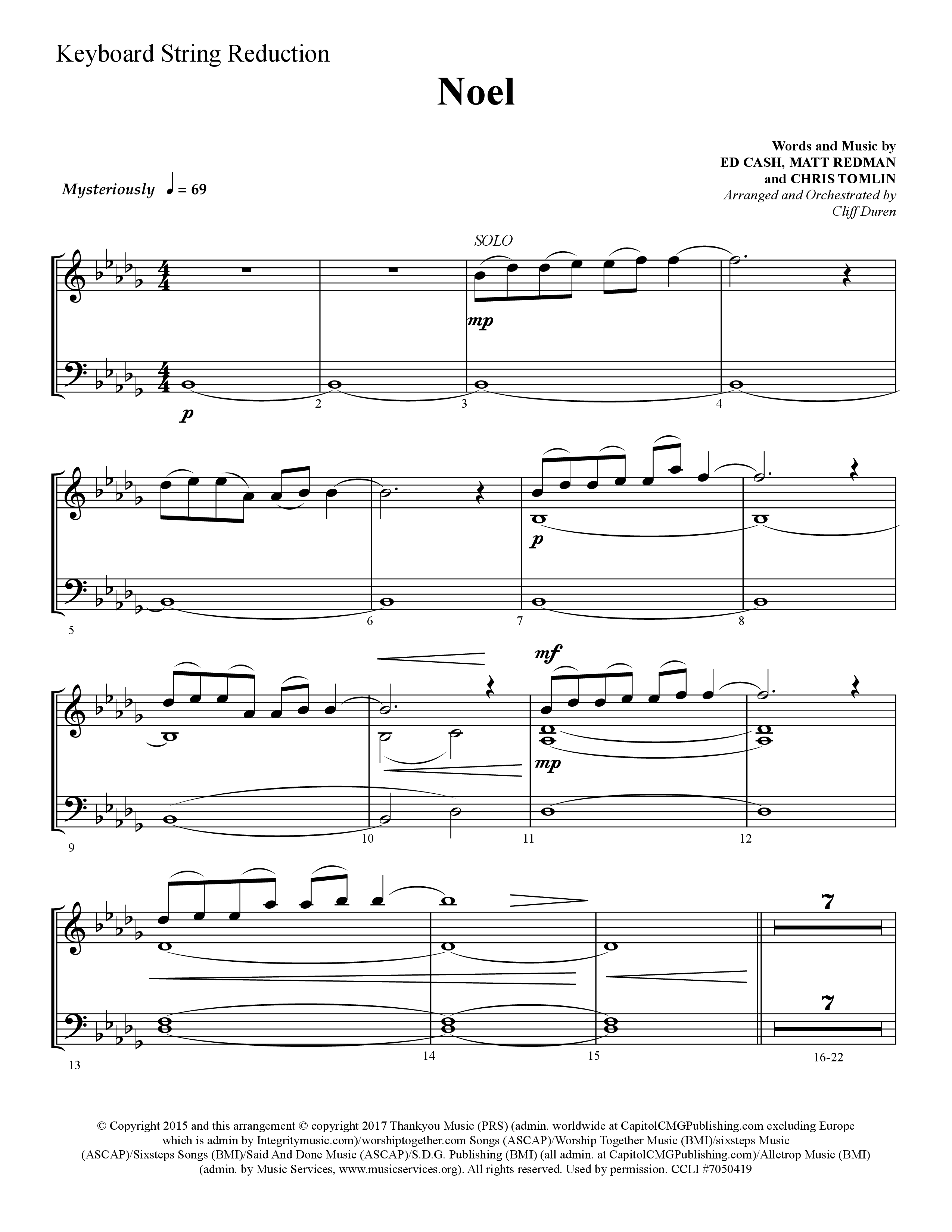 Noel (He Shall Reign Forevermore) (Choral Anthem SATB) String Reduction (Lifeway Choral / Arr. Cliff Duren)