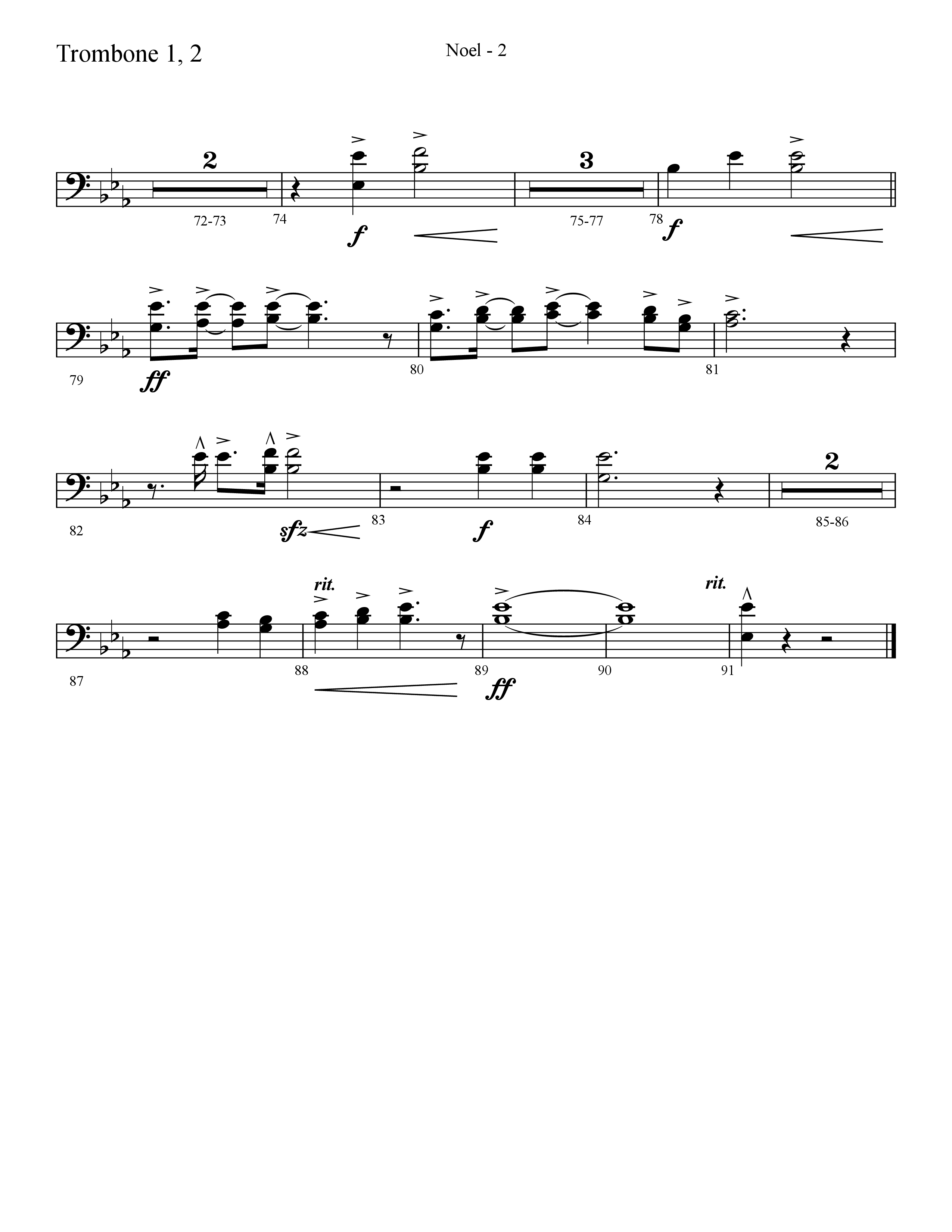 Noel (He Shall Reign Forevermore) (Choral Anthem SATB) Trombone 1/2 (Lifeway Choral / Arr. Cliff Duren)