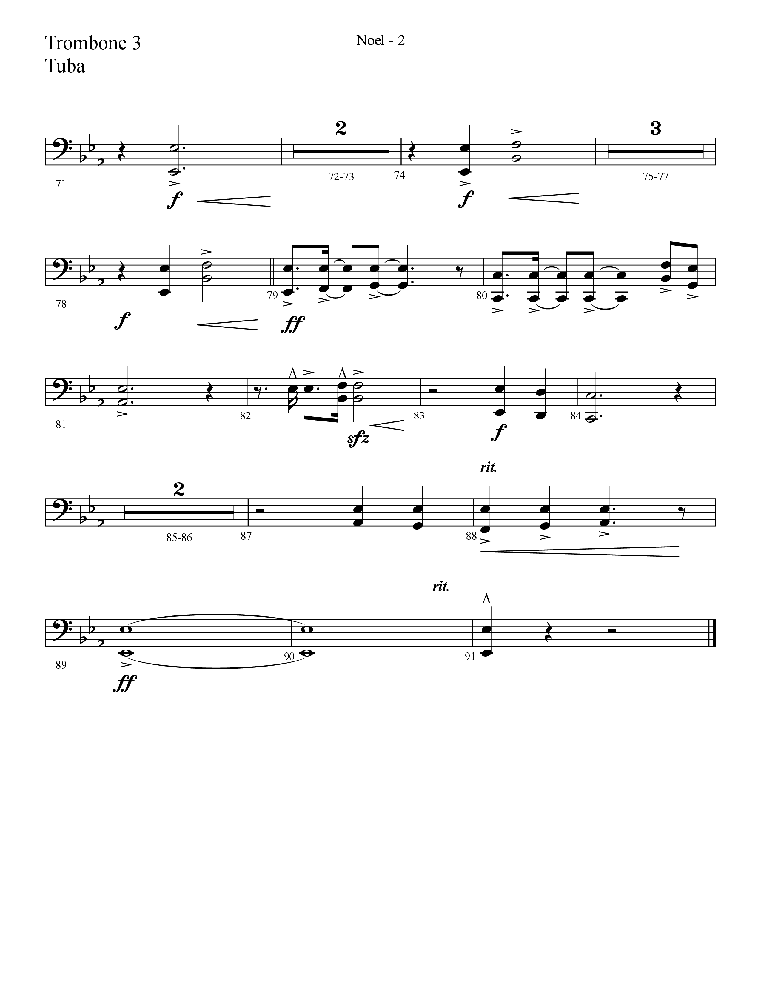 Noel (He Shall Reign Forevermore) (Choral Anthem SATB) Trombone 3/Tuba (Lifeway Choral / Arr. Cliff Duren)