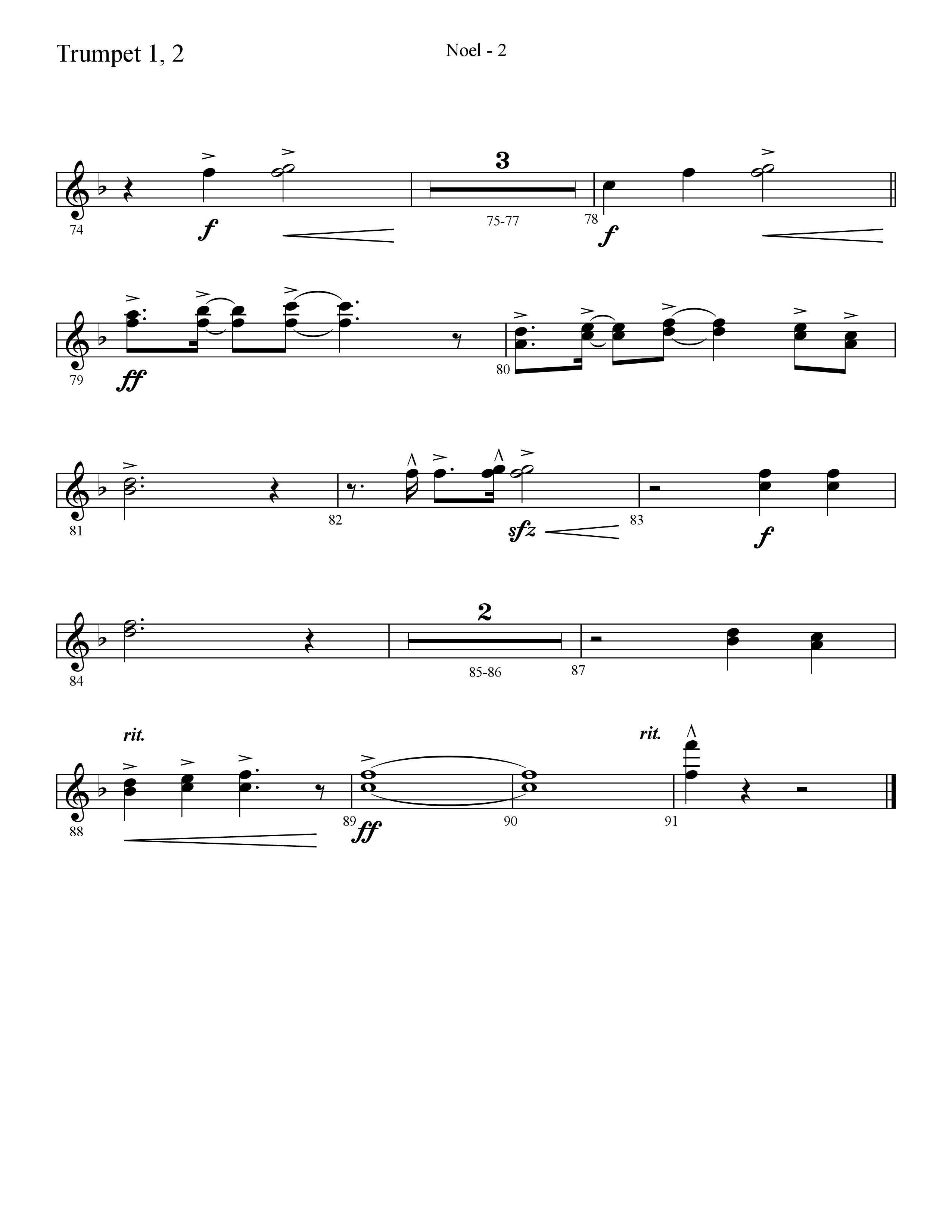Noel (He Shall Reign Forevermore) (Choral Anthem SATB) Trumpet 1,2 (Lifeway Choral / Arr. Cliff Duren)