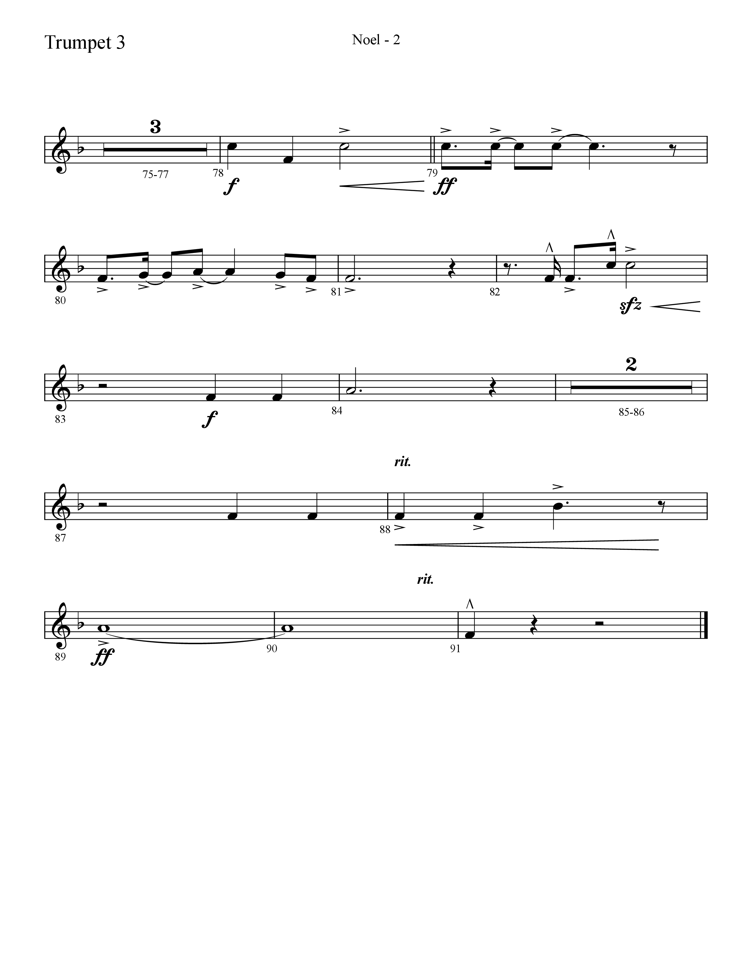 Noel (He Shall Reign Forevermore) (Choral Anthem SATB) Trumpet 3 (Lifeway Choral / Arr. Cliff Duren)